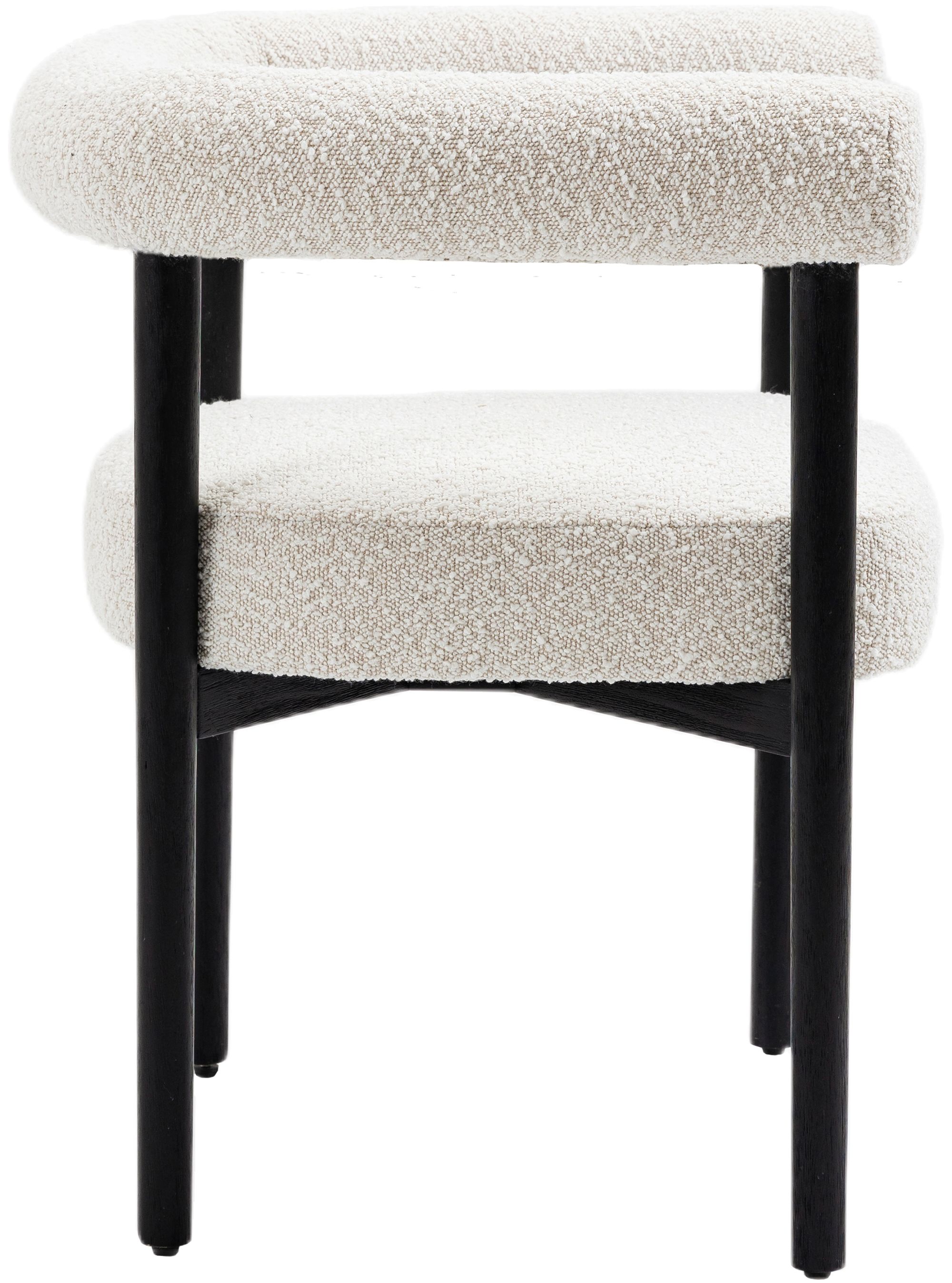 Hyatt Boucle Fabric Dining Chair with Solid Wood Black Frame