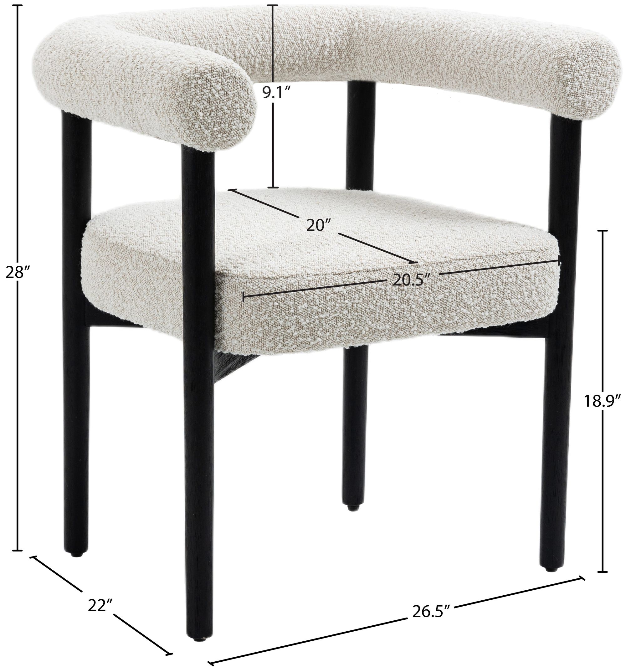 Hyatt Boucle Fabric Dining Chair with Solid Wood Black Frame