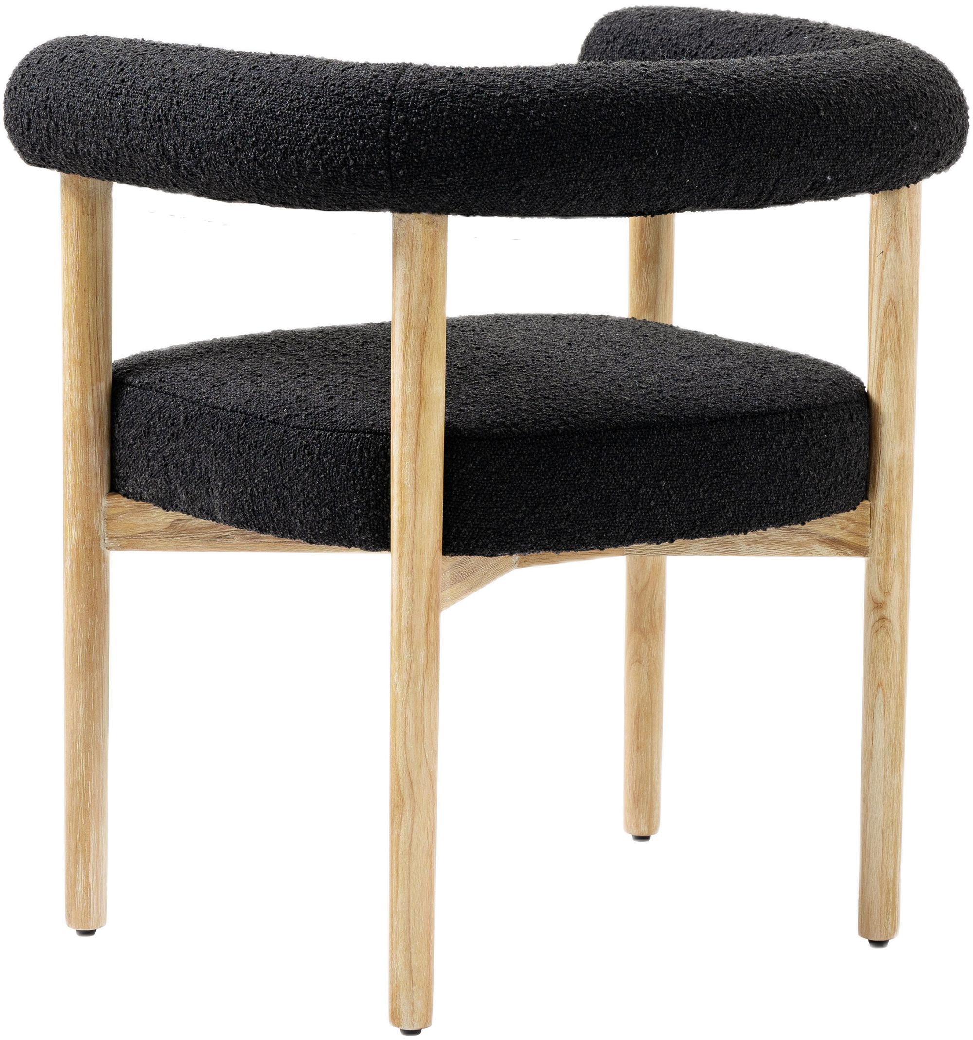 Hyatt Boucle Fabric Dining Chair with Solid Wood Natural Frame