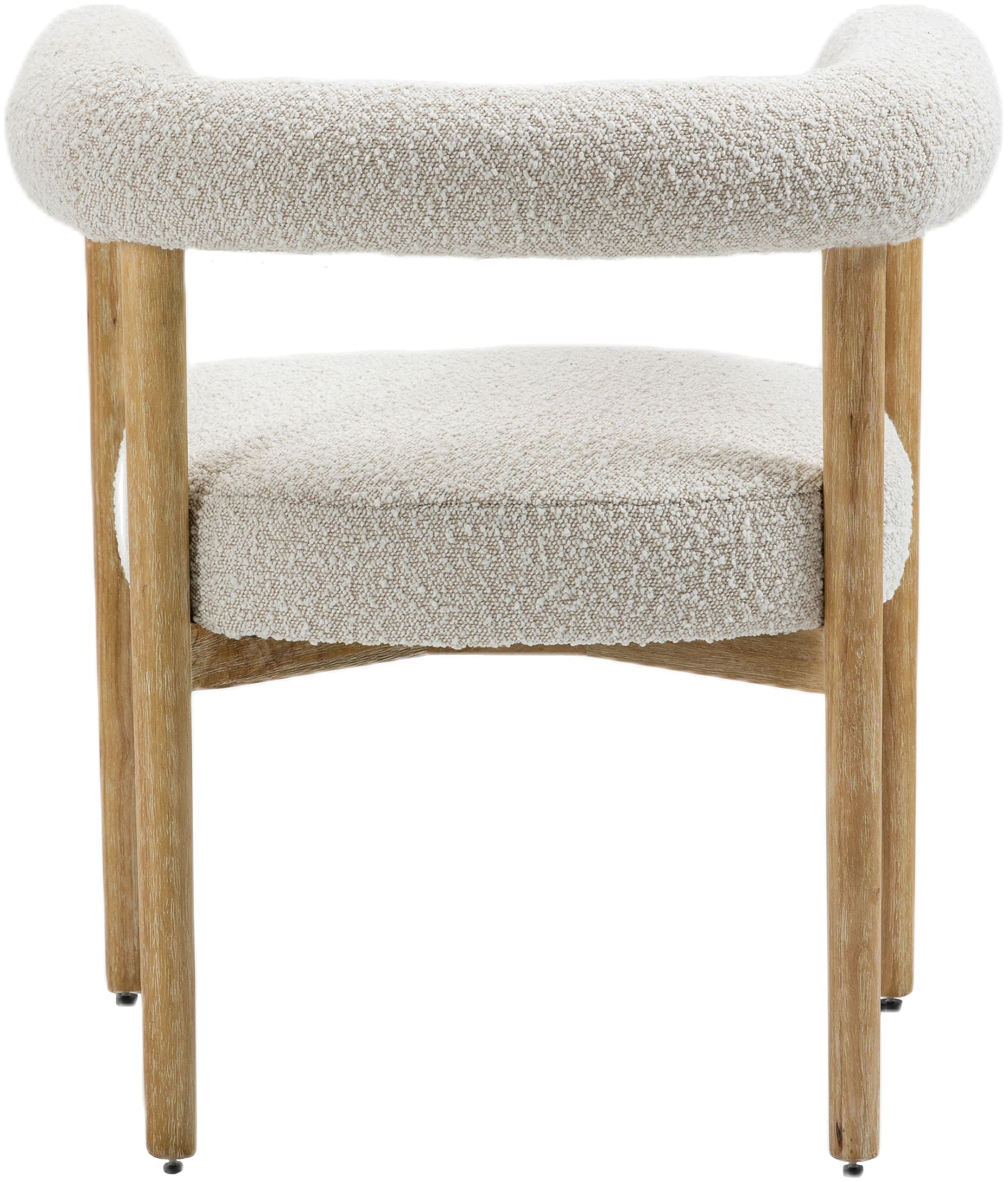 Hyatt Boucle Fabric Dining Chair with Solid Wood Natural Frame