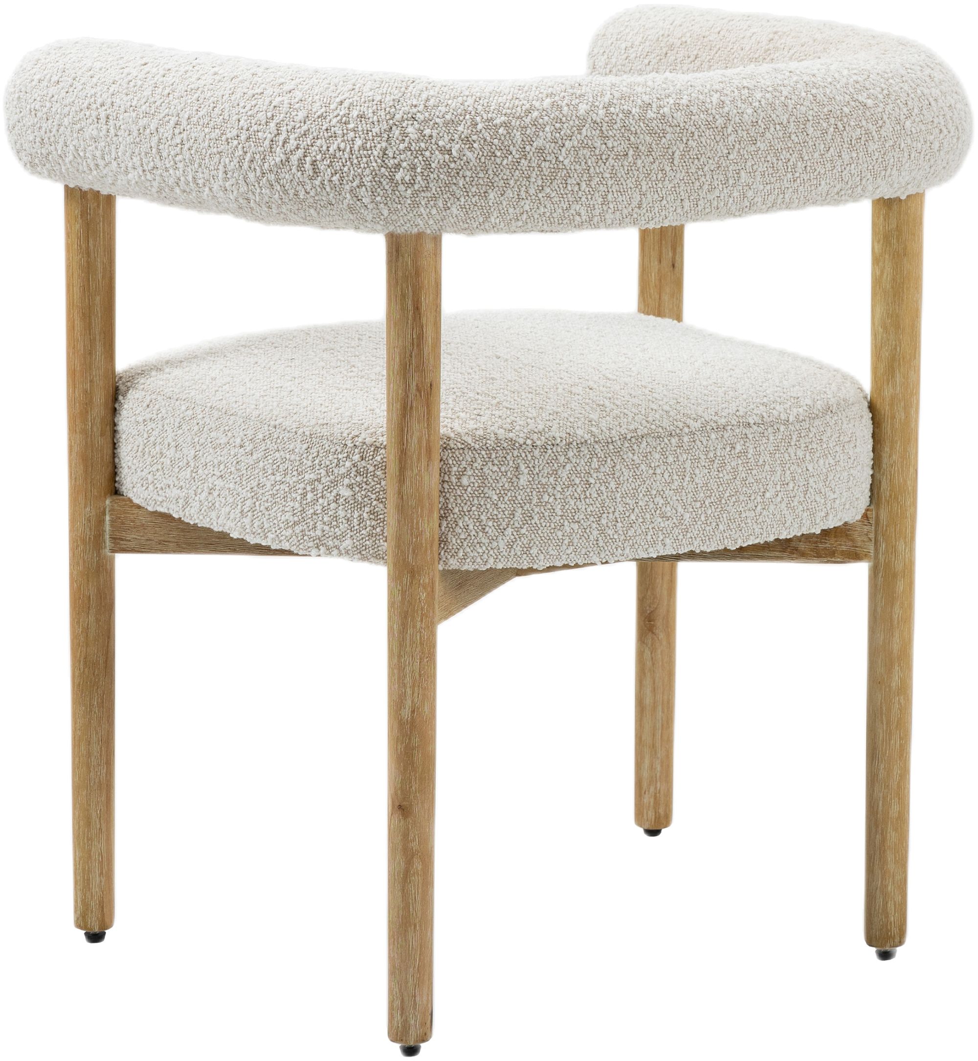 Hyatt Boucle Fabric Dining Chair with Solid Wood Natural Frame