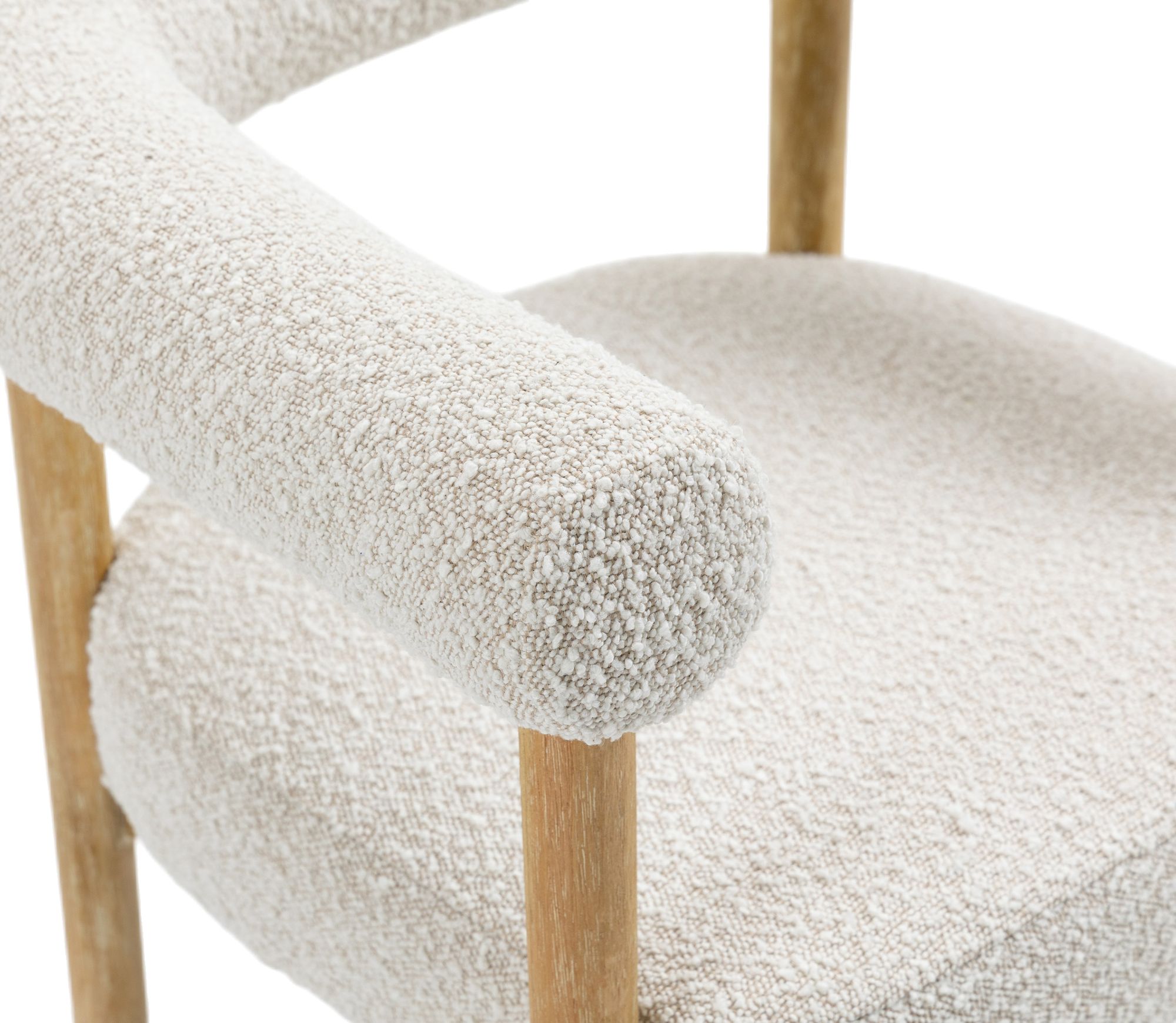 Hyatt Boucle Fabric Dining Chair with Solid Wood Natural Frame