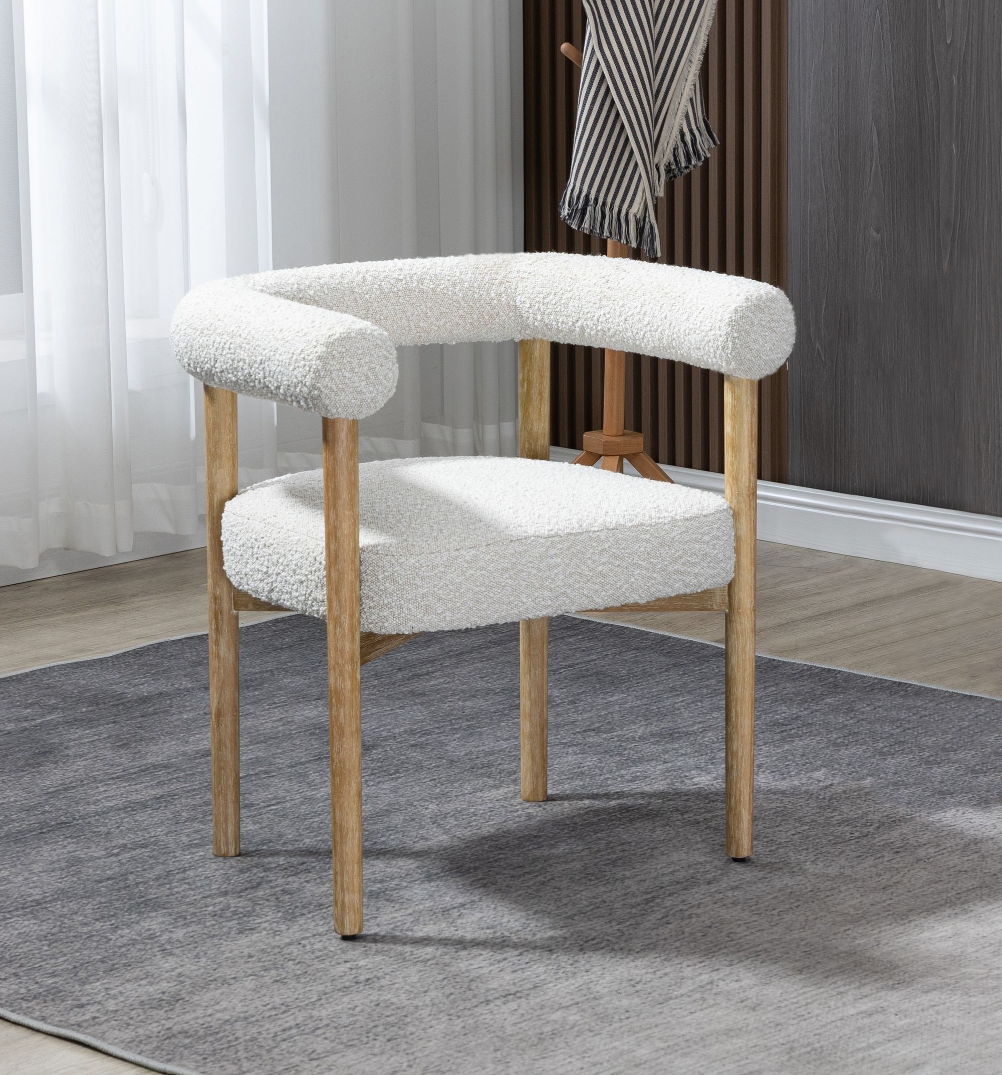 Hyatt Boucle Fabric Dining Chair with Solid Wood Frame