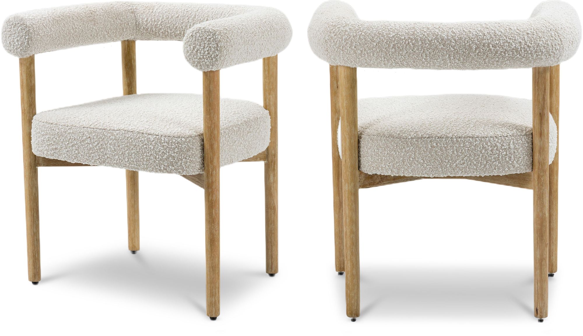 Hyatt Boucle Fabric Dining Chair with Solid Wood Natural Frame