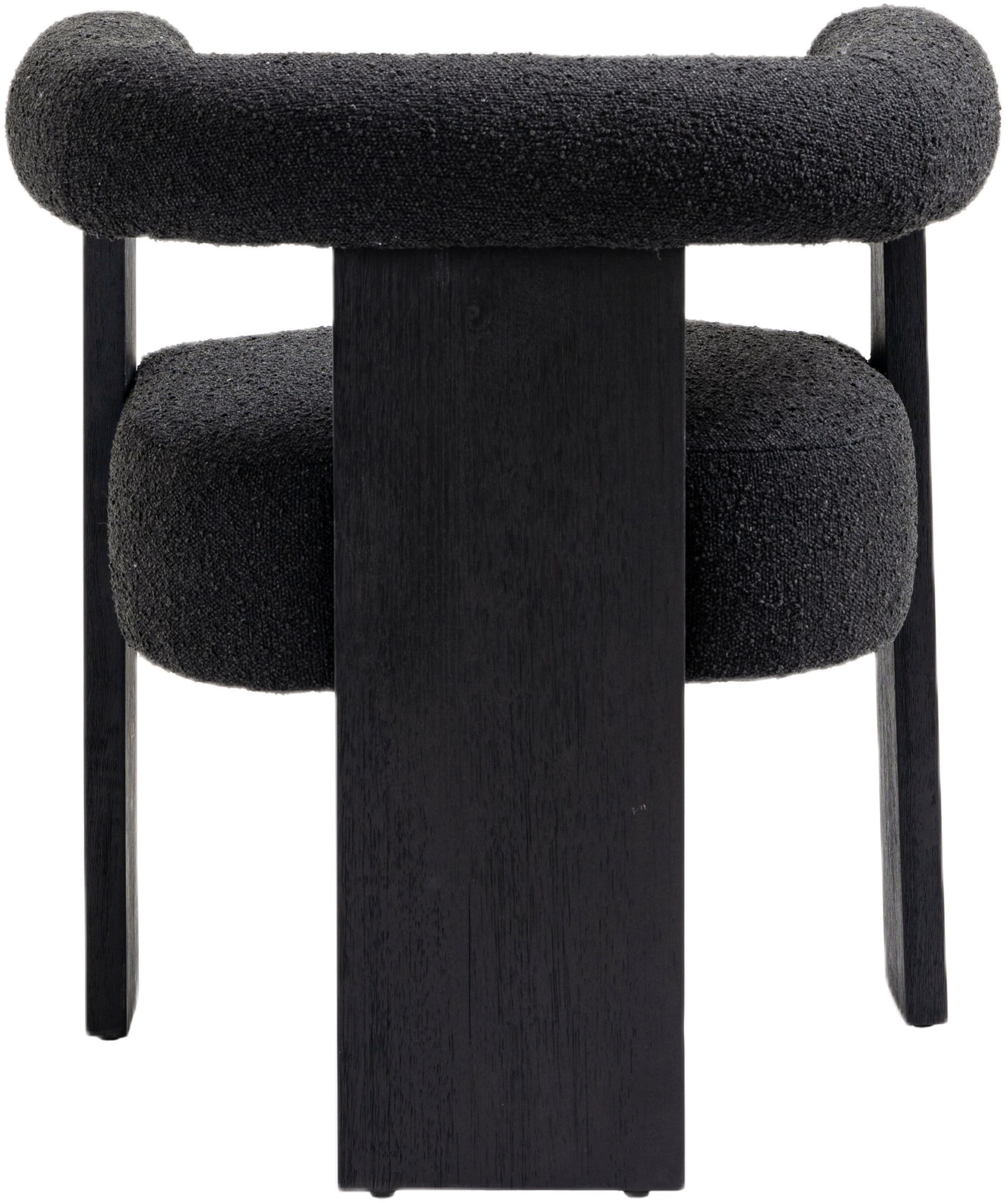 Barrel Boucle Fabric Dining Chair with Solid Wood Black Frame