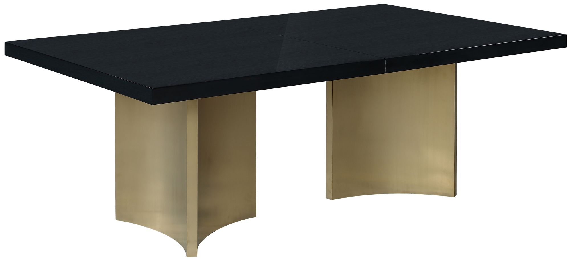 Immerse Extendable Rectangular Lacquer Dining Table with Brushed Gold Stainless Steel Base