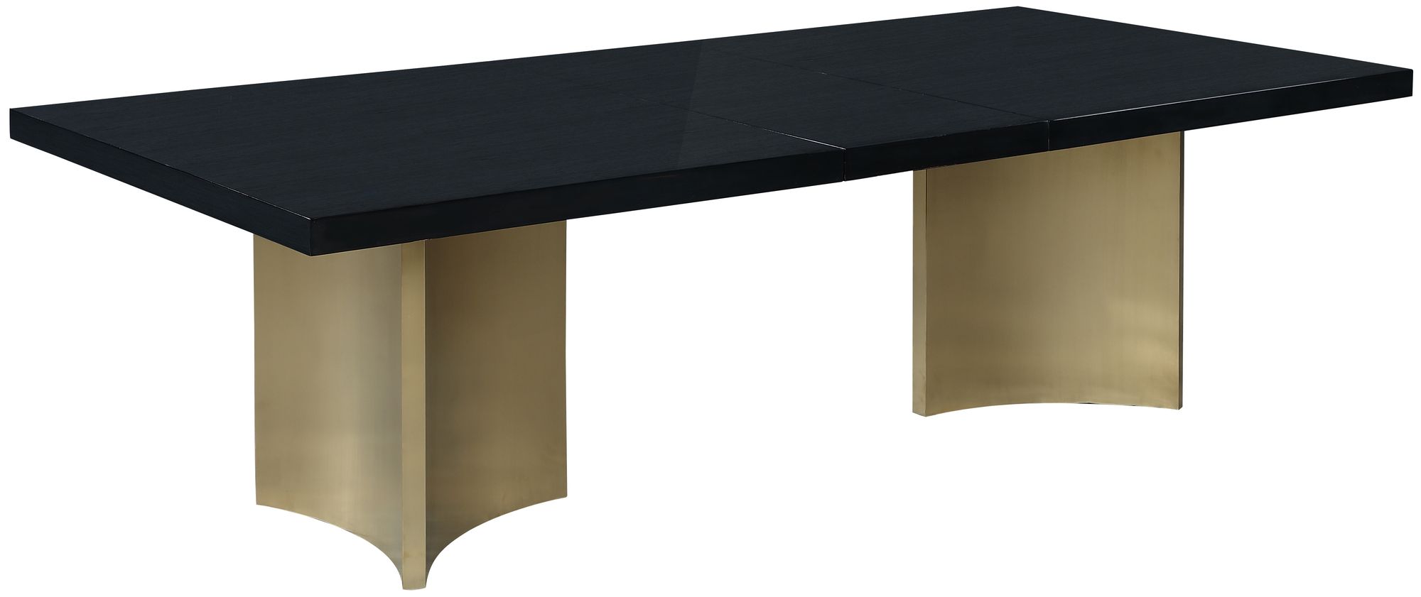 Immerse Extendable Rectangular Lacquer Dining Table with Brushed Gold Stainless Steel Base