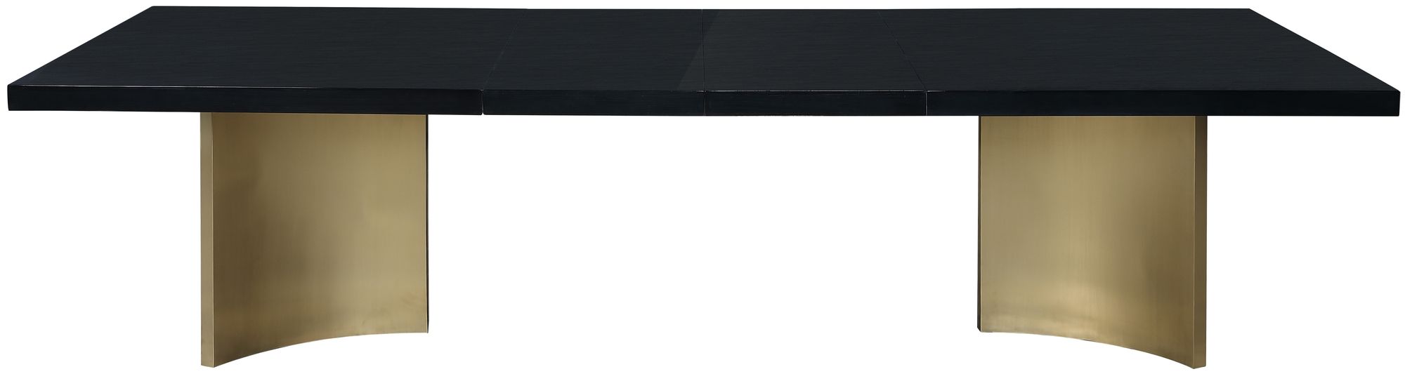 Immerse Extendable Rectangular Lacquer Dining Table with Brushed Gold Stainless Steel Base