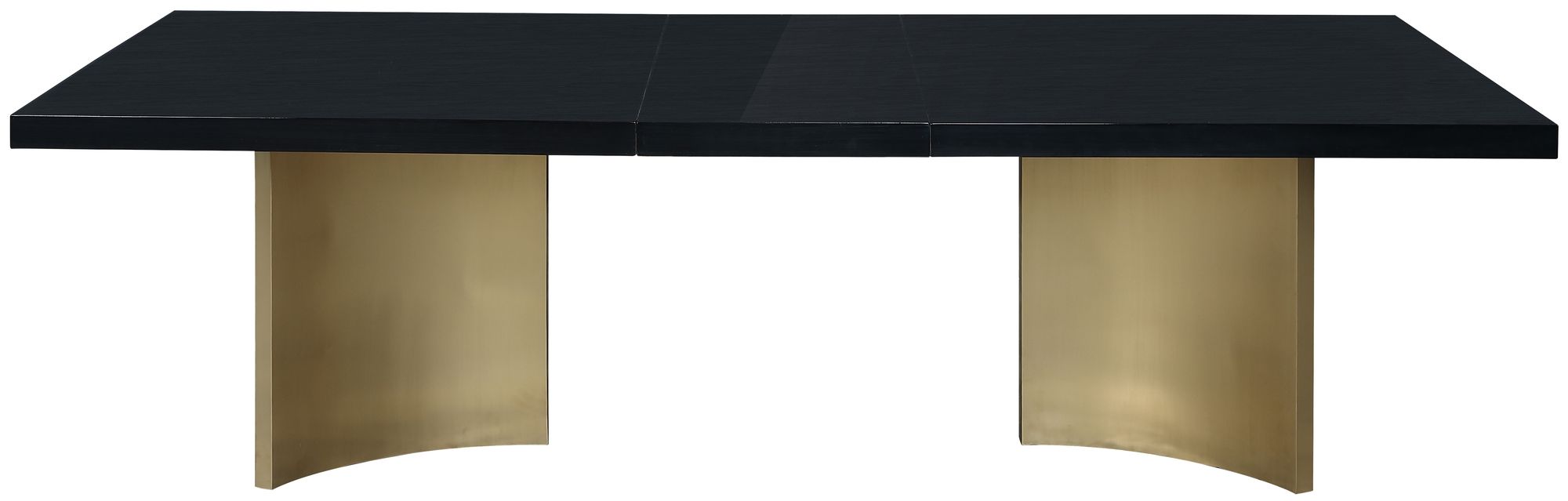 Immerse Extendable Rectangular Lacquer Dining Table with Brushed Gold Stainless Steel Base