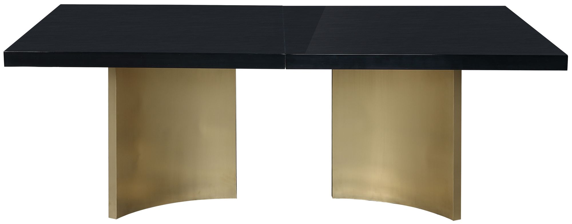 Immerse Extendable Rectangular Lacquer Dining Table with Brushed Gold Stainless Steel Base