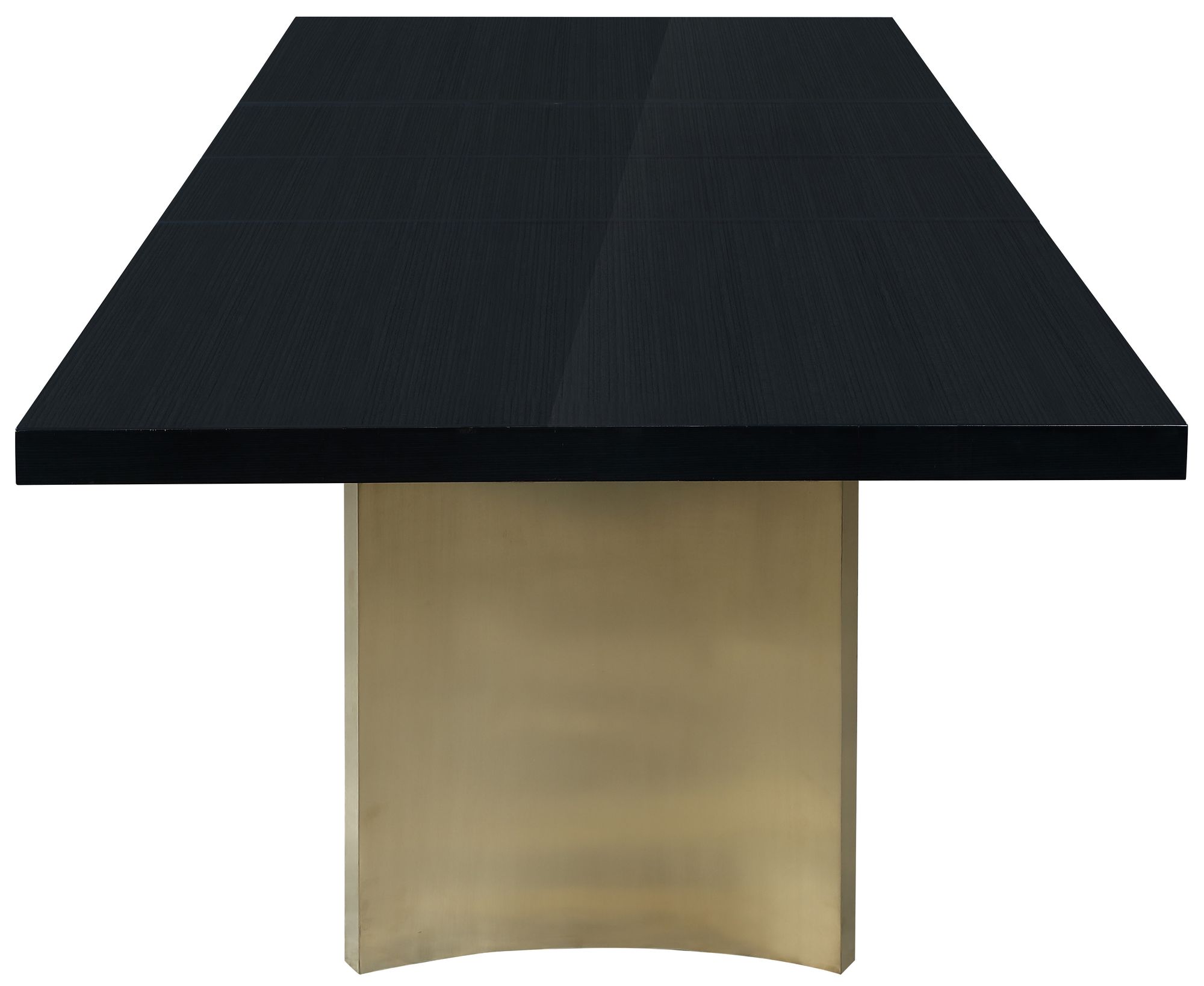 Immerse Extendable Rectangular Lacquer Dining Table with Brushed Gold Stainless Steel Base