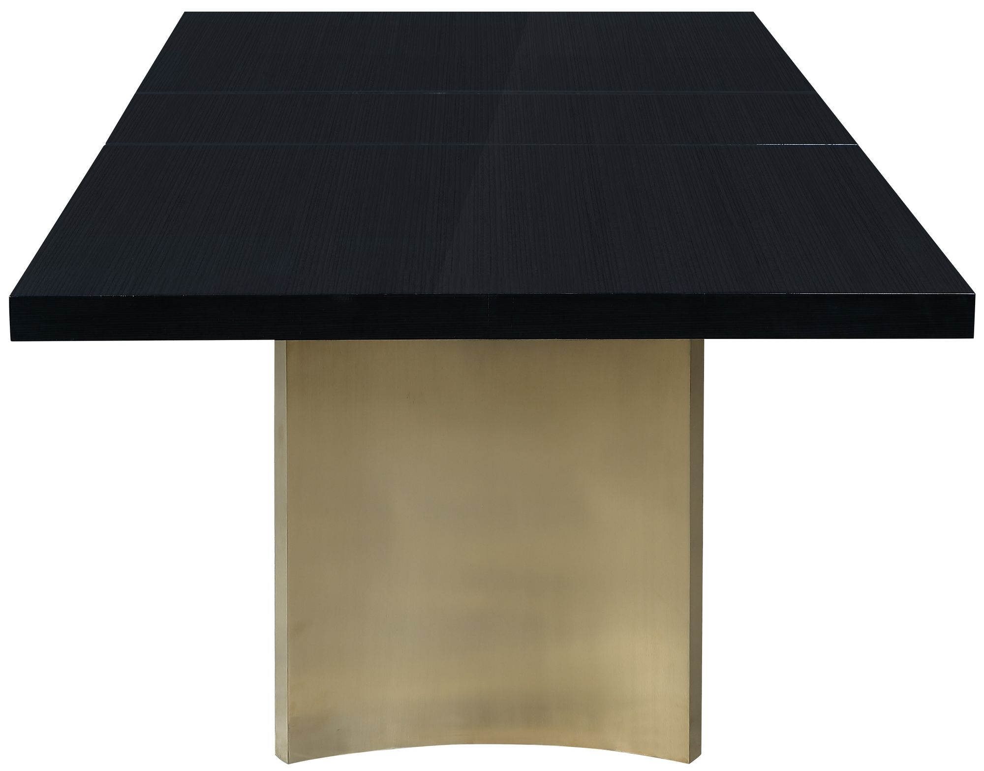 Immerse Extendable Rectangular Lacquer Dining Table with Brushed Gold Stainless Steel Base