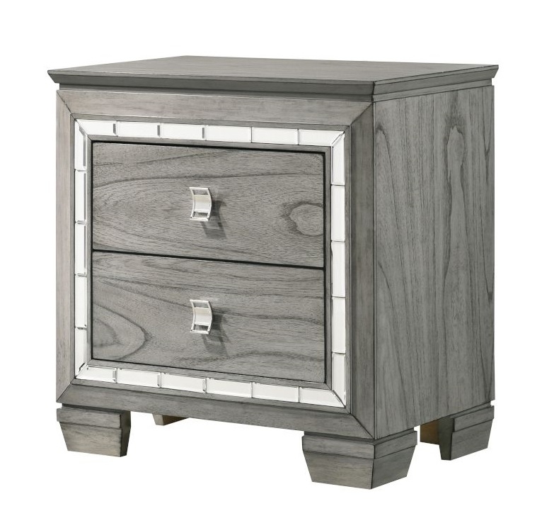 Antares Fabric/Wood Panel Bedroom Set w/LED Headboard