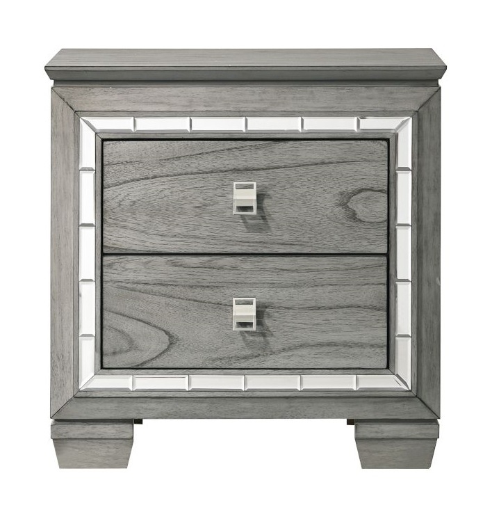 Antares Wood/Mirror Nightstand w/2 Drawers