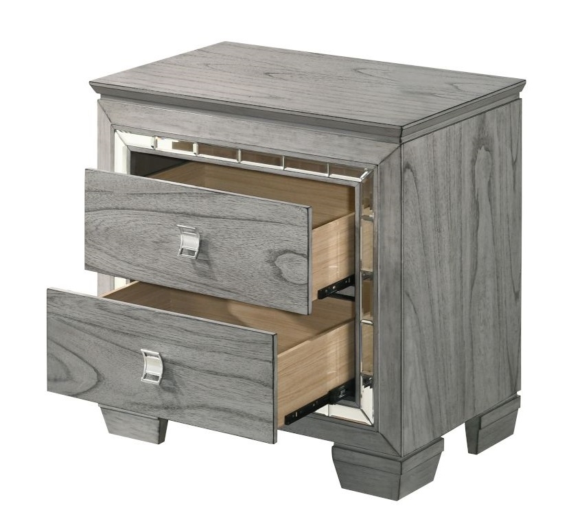 Antares Fabric/Wood Panel Bedroom Set w/LED Headboard
