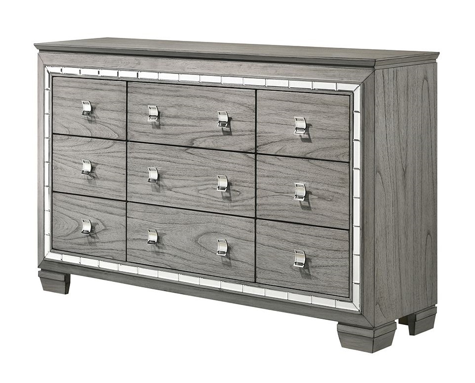 Antares Fabric/Wood Panel Bedroom Set w/LED Headboard