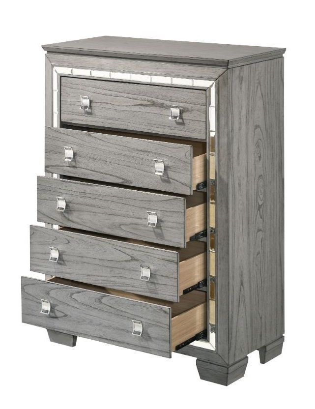 Antares Wood/Mirror Chest w/5 Drawers
