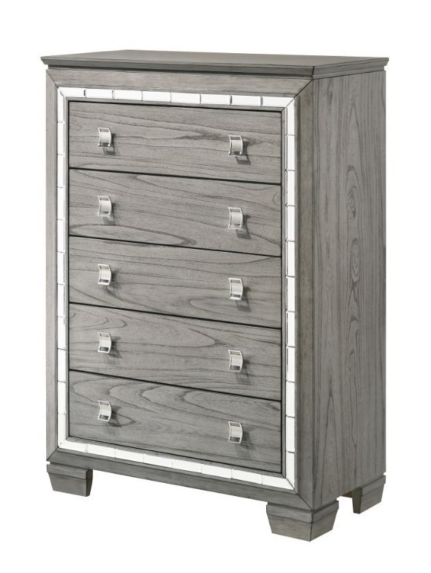 Antares Fabric/Wood Panel Bedroom Set w/LED Headboard