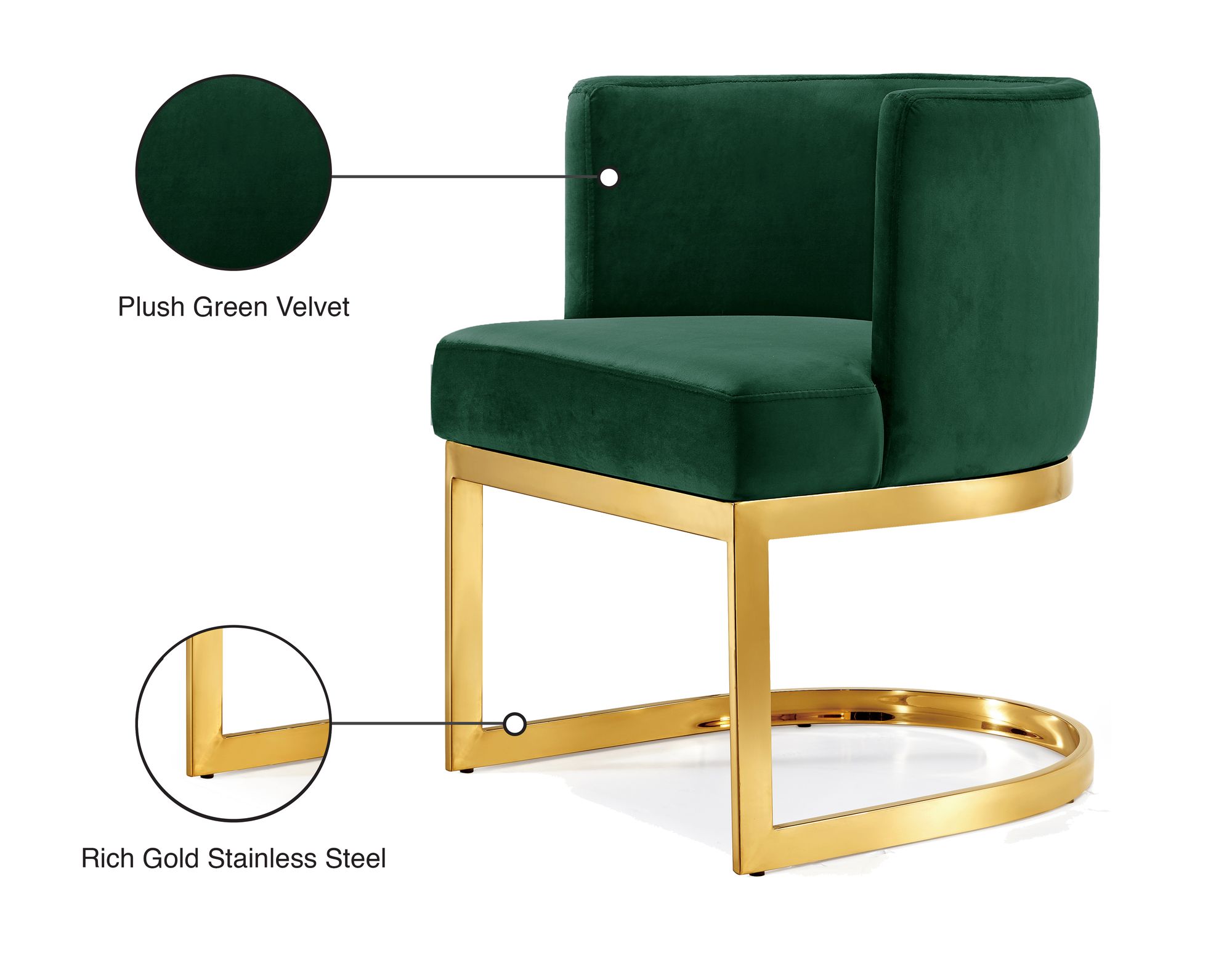 Gianna Velvet Dining Chair with Gold Stainless Steel Base