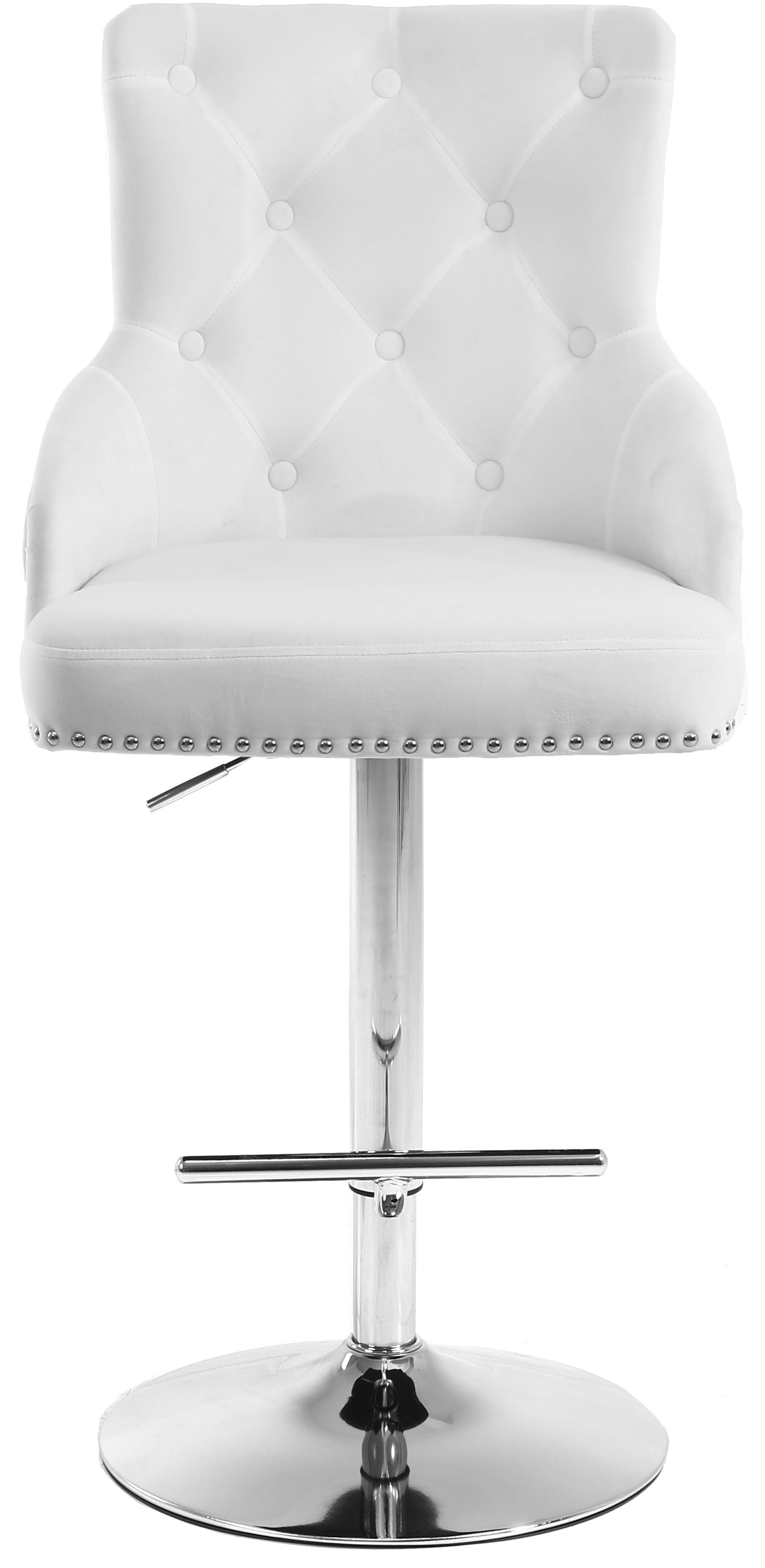 Claude Velvet Adjustable Stool with Chrome Base