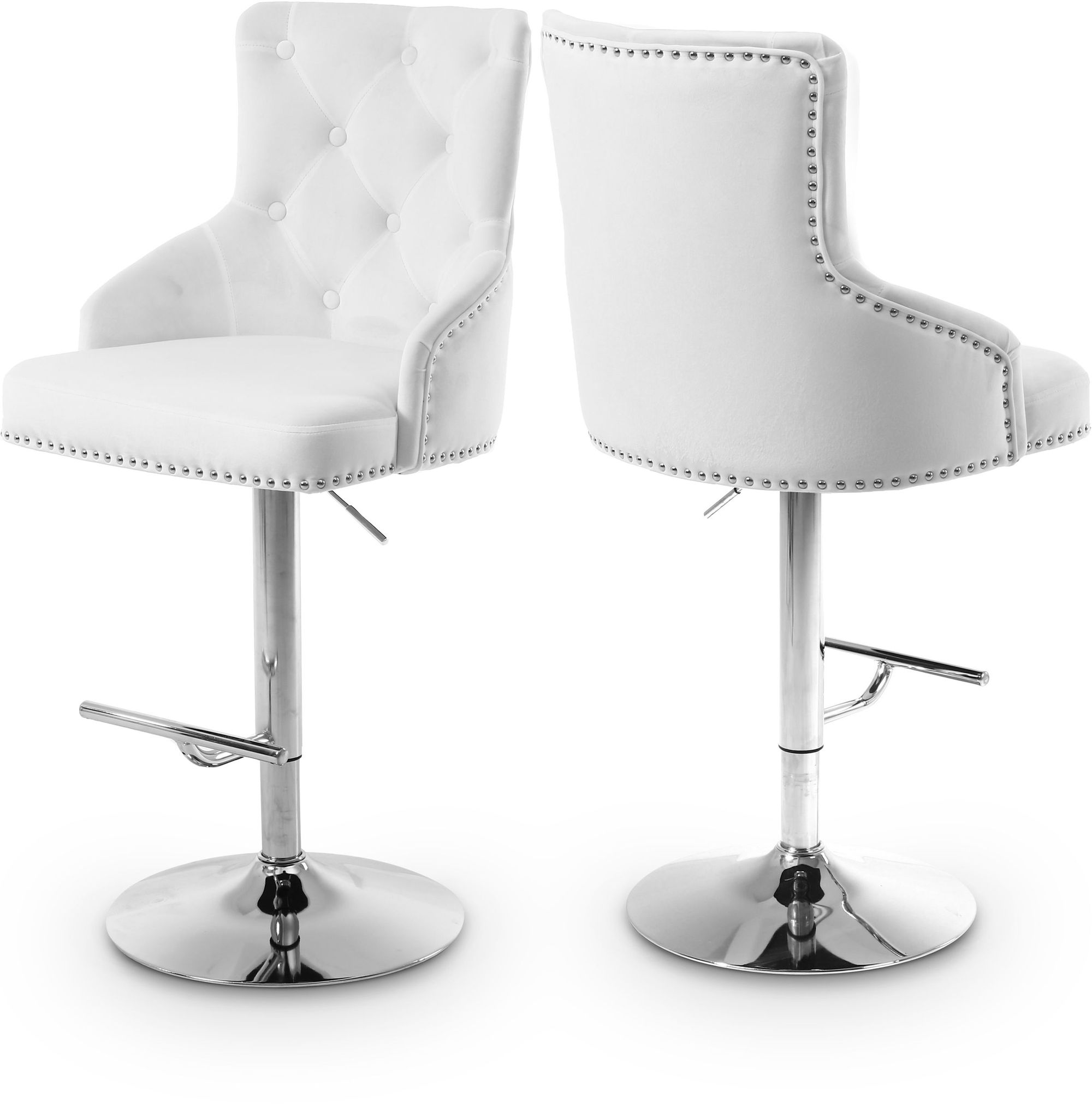 Claude Velvet Adjustable Stool with Chrome Base