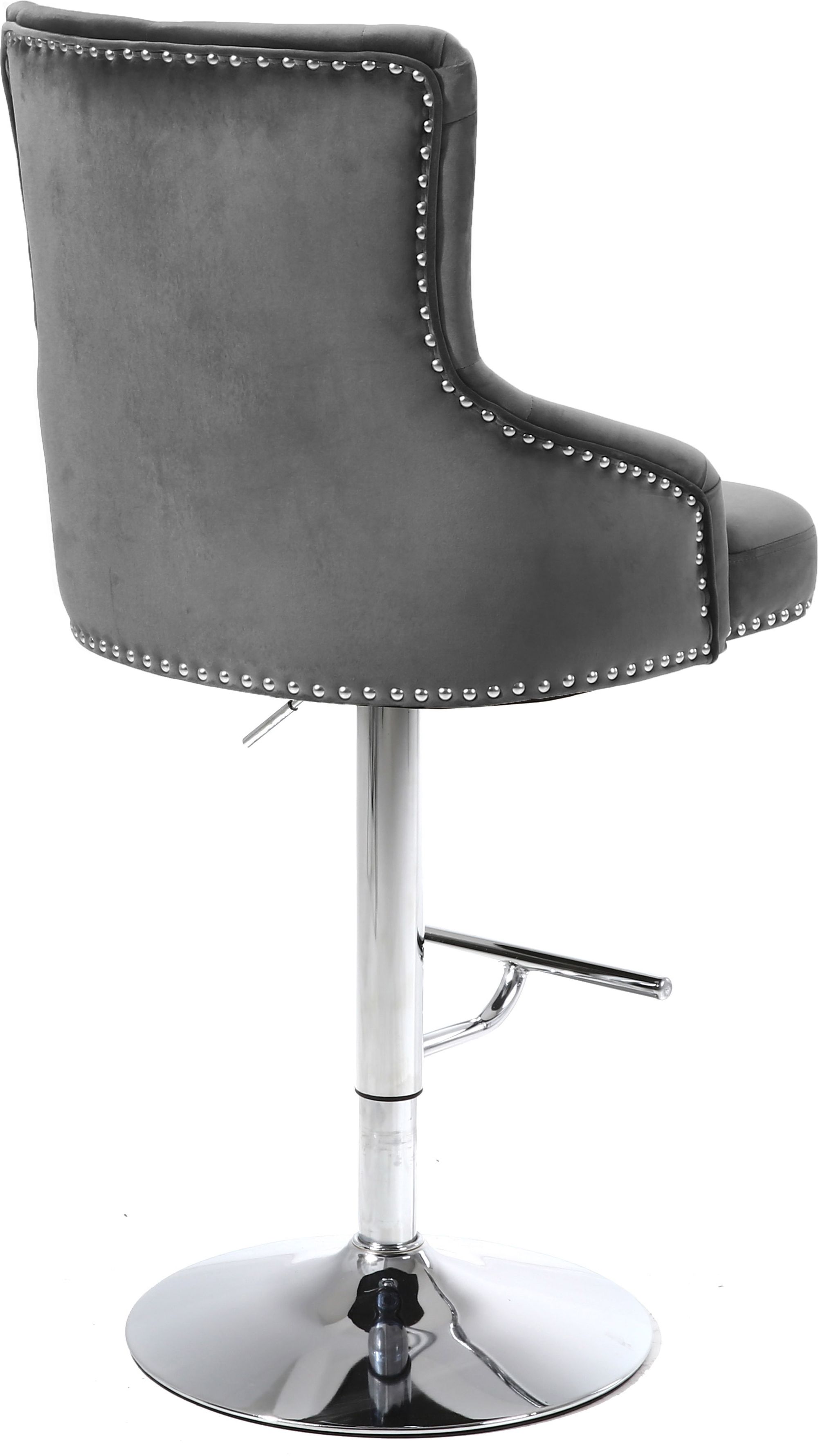 Claude Velvet Adjustable Stool with Chrome Base