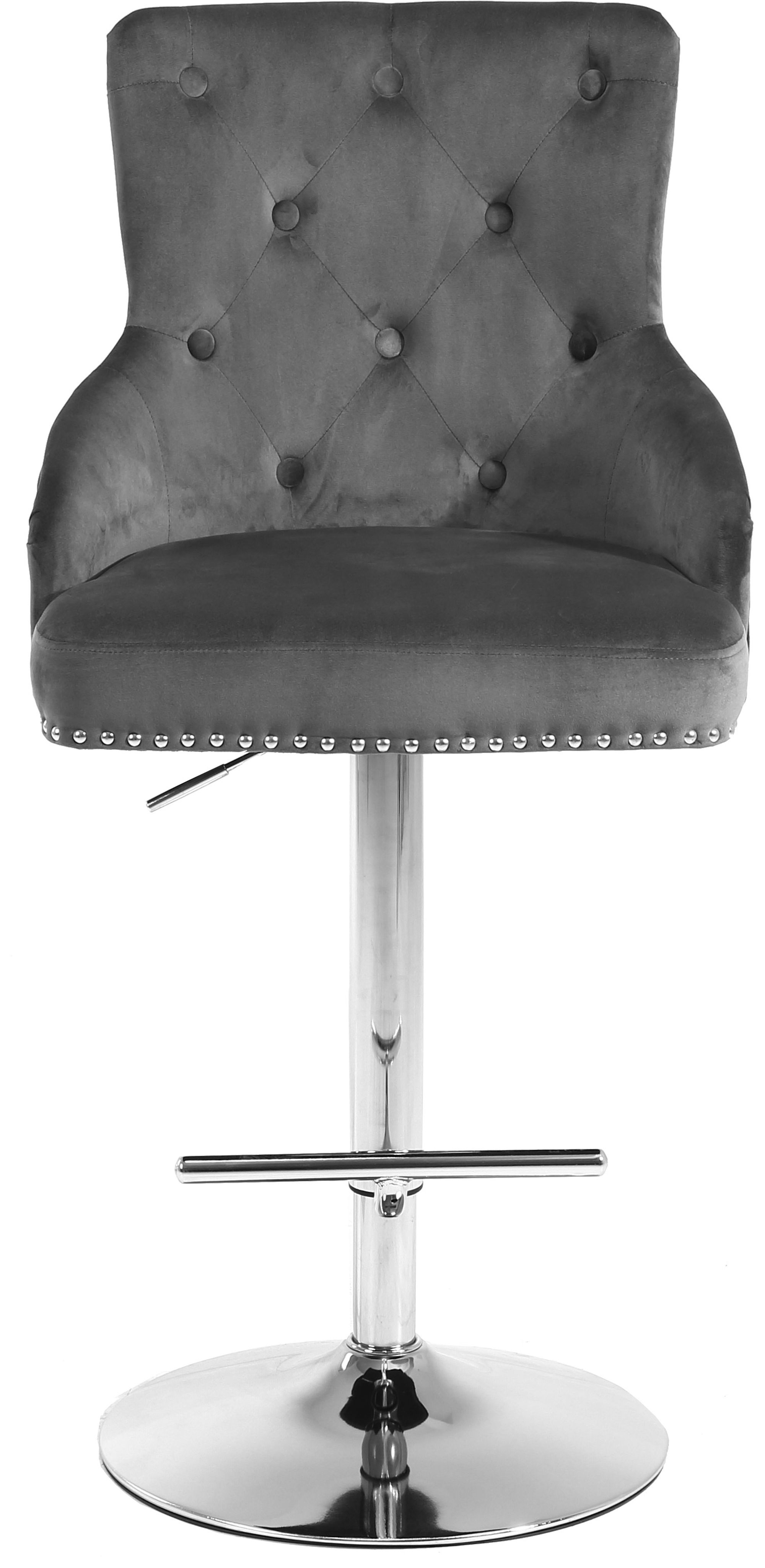 Claude Velvet Adjustable Stool with Chrome Base