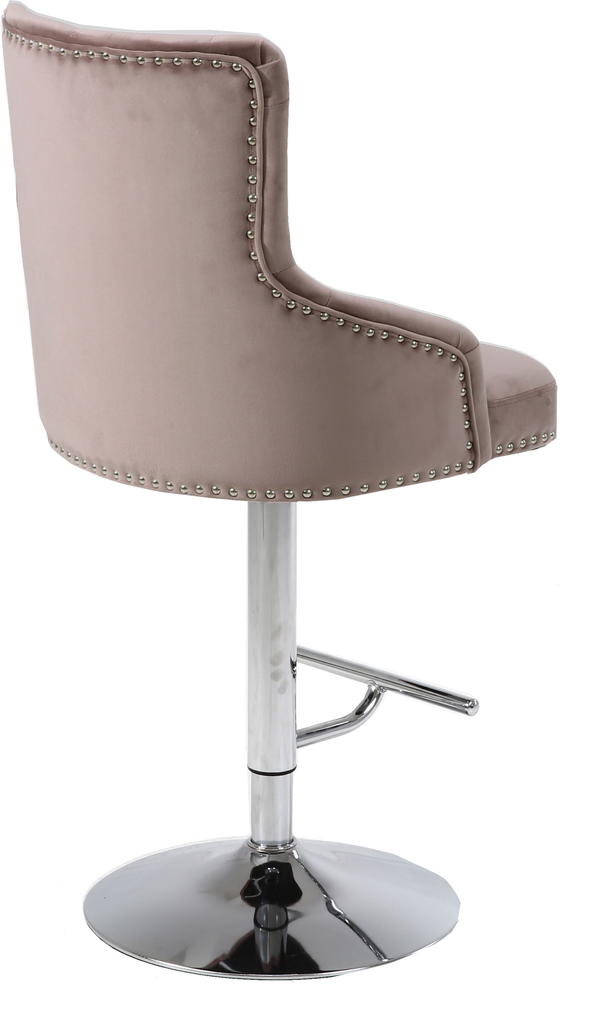 Claude Velvet Adjustable Stool with Chrome Base