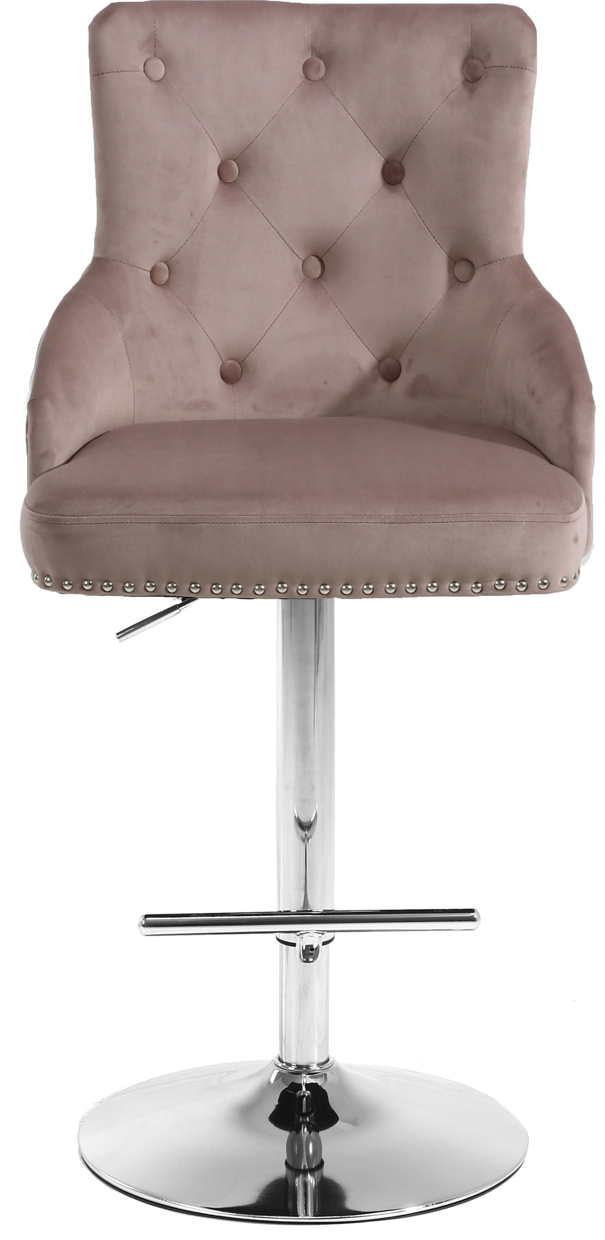 Claude Velvet Adjustable Stool with Chrome Base