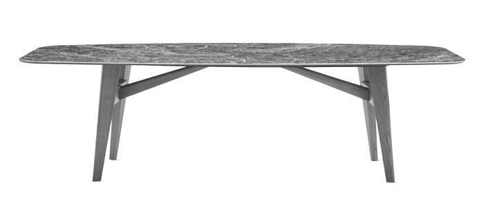 Abrey W118.1-inch Ceramic/Wood Customizable Elliptical Dining Table