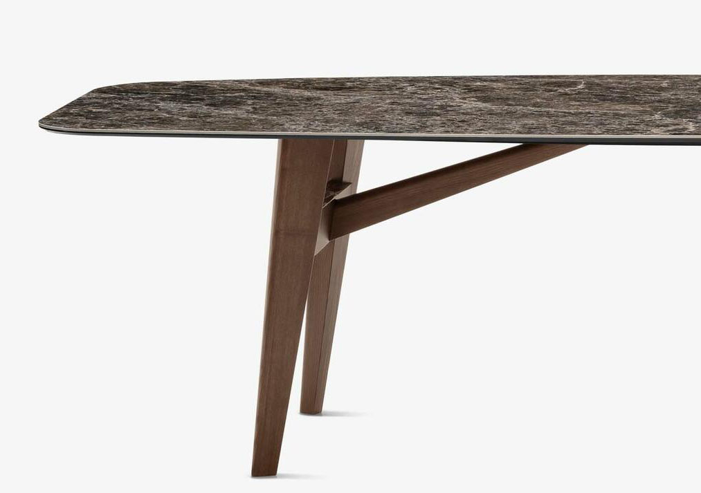 Abrey W118.1-inch Ceramic/Wood Customizable Elliptical Dining Table