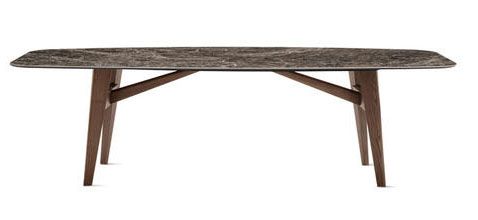 Abrey W118.1-inch Ceramic/Wood Customizable Elliptical Dining Table