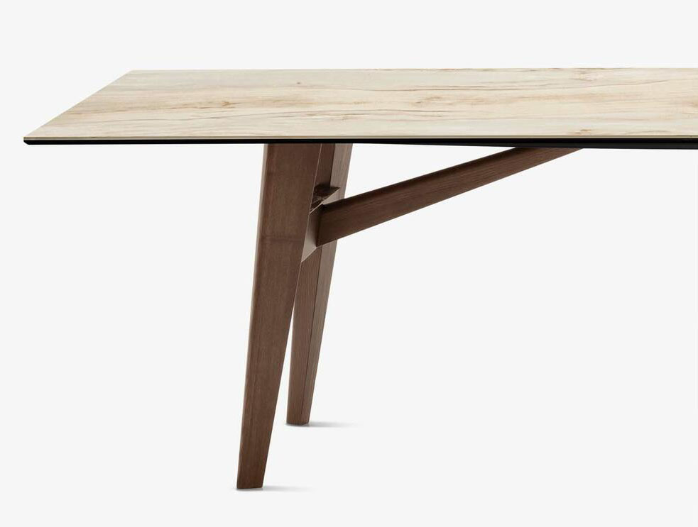 Abrey W98.4-inch Ceramic/Wood Customizable Rectangular Dining Table