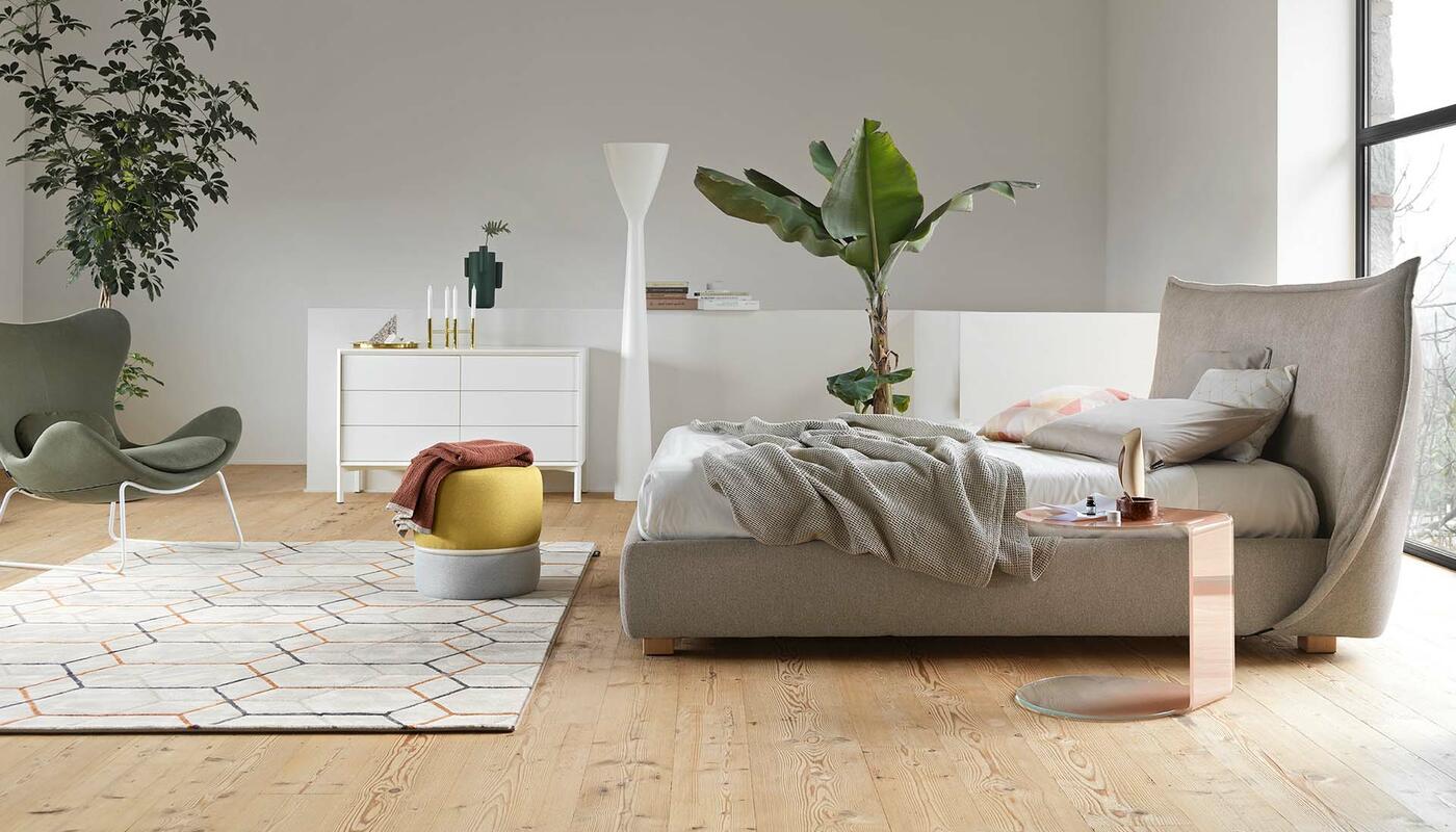 Softly Fabric/Wood Platform Bed