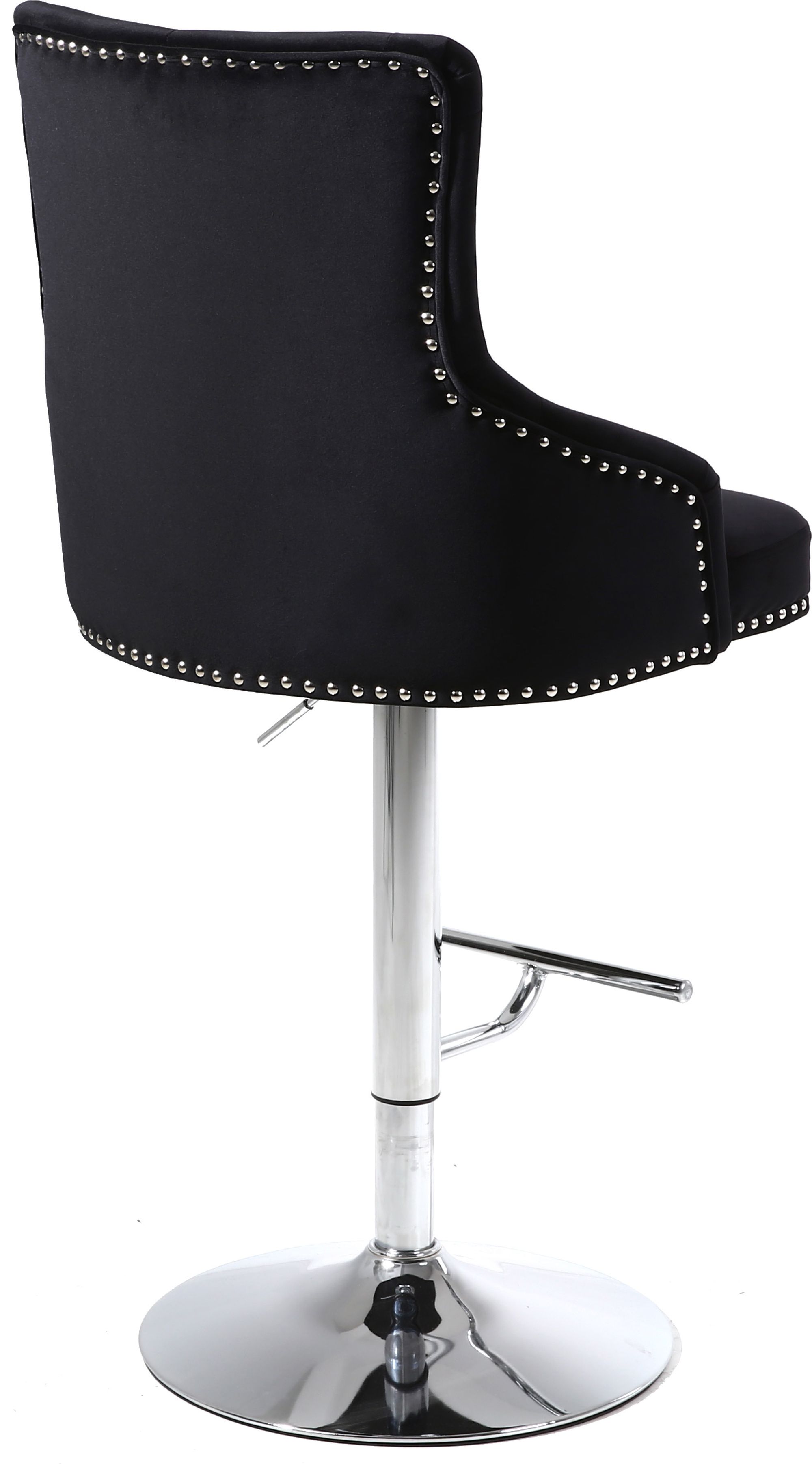 Claude Velvet Adjustable Stool with Chrome Base