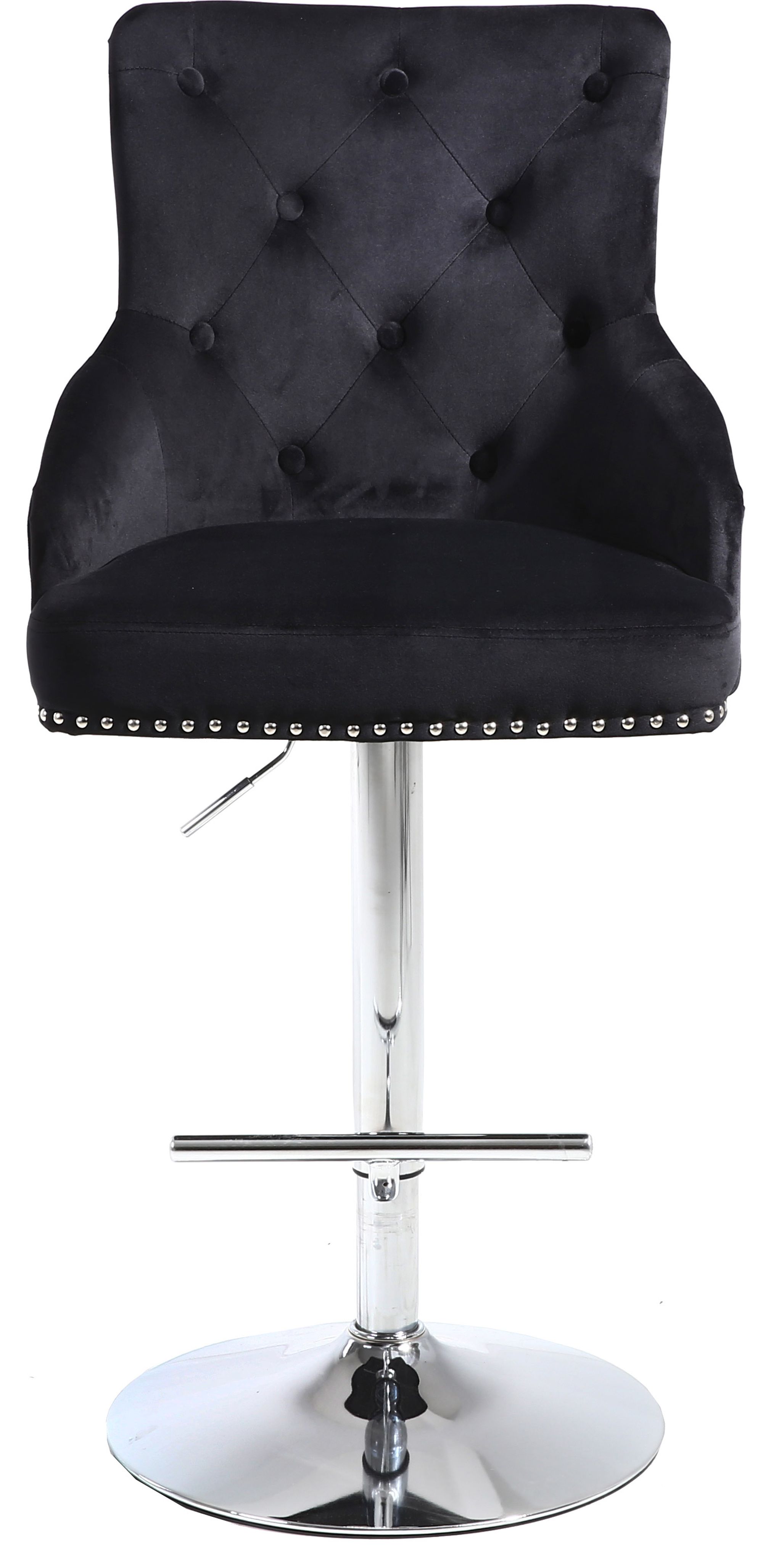 Claude Velvet Adjustable Stool with Chrome Base