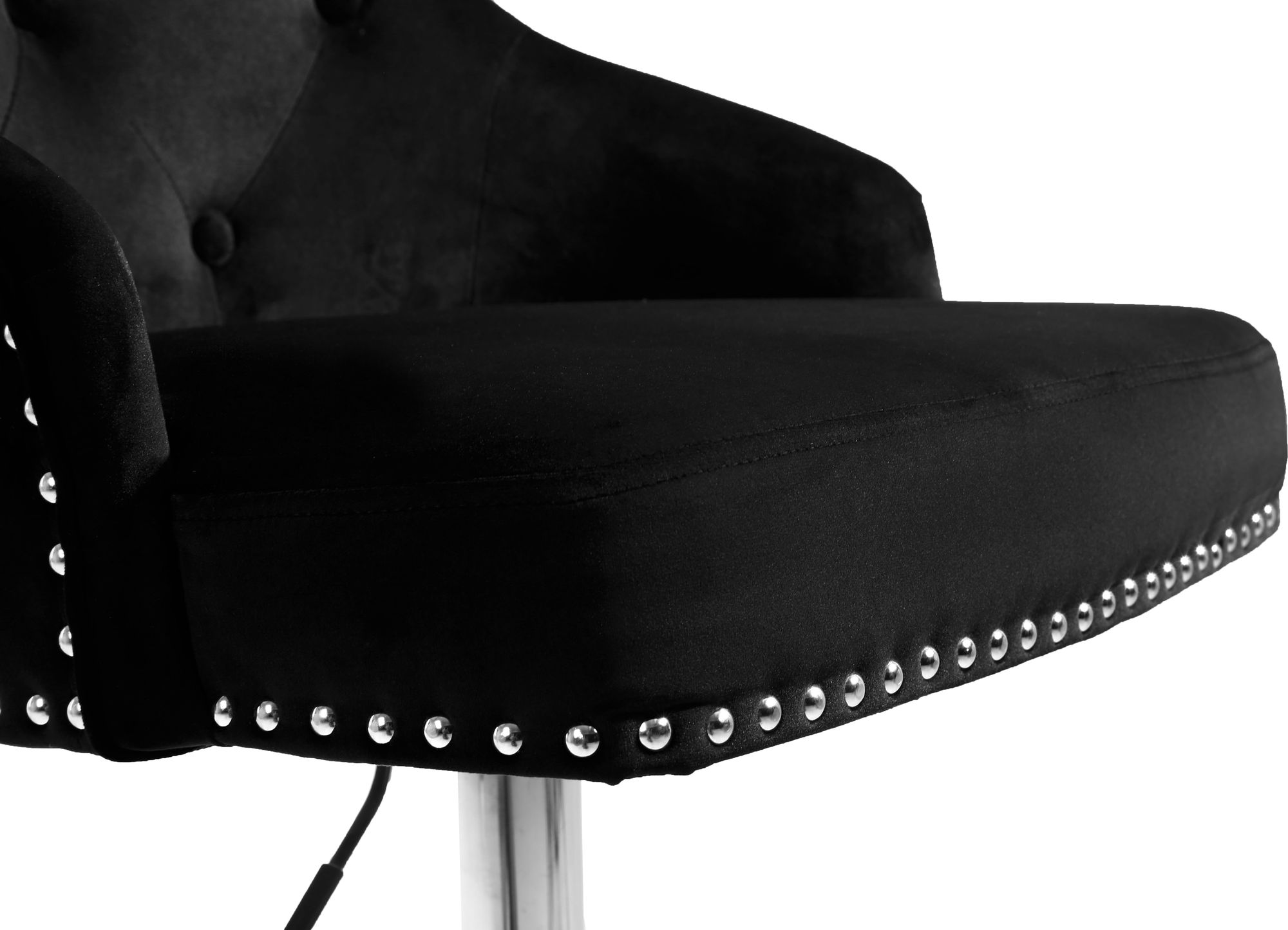 Claude Velvet Adjustable Stool with Chrome Base