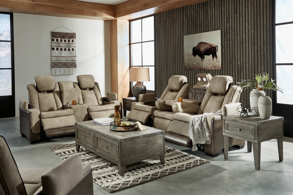 Ashley Next-Gen Durapella Polyester/PU Dual Power Reclining Living Room Set