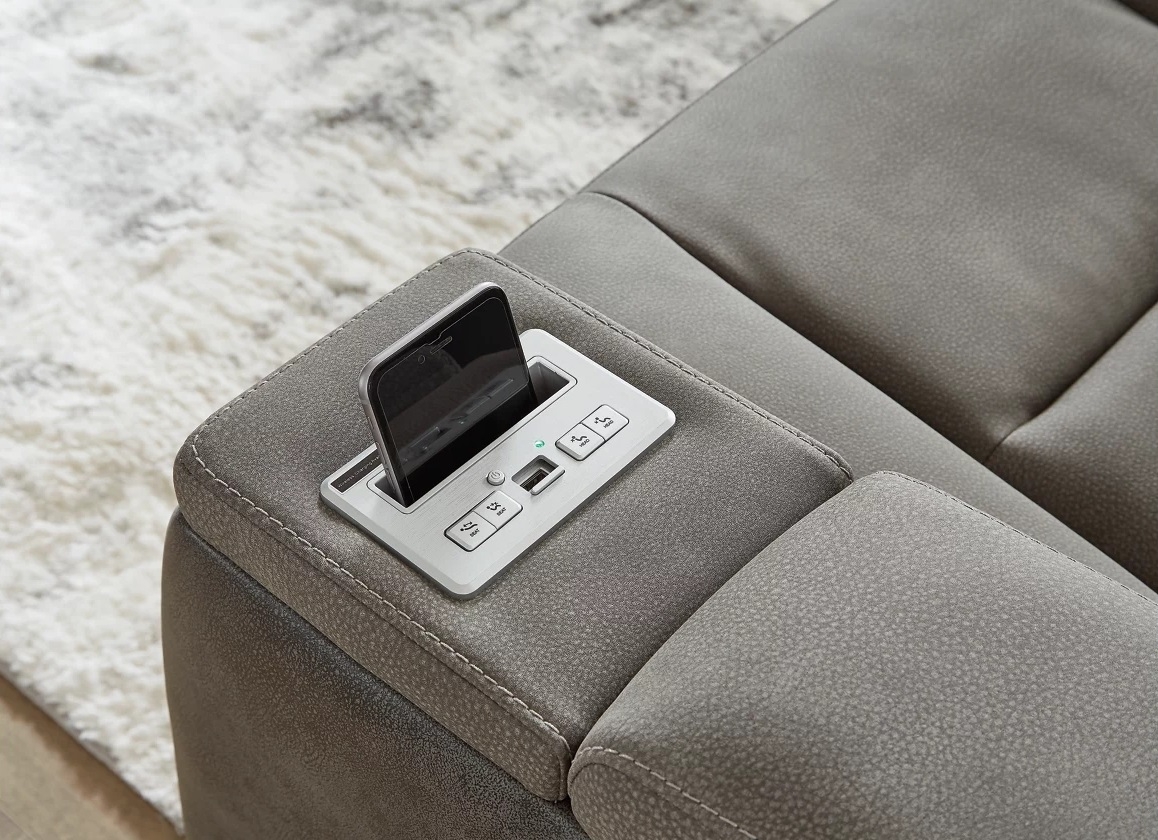 Ashley Next-Gen Durapella Polyester/PU Dual Power Reclining Loveseat w/Console