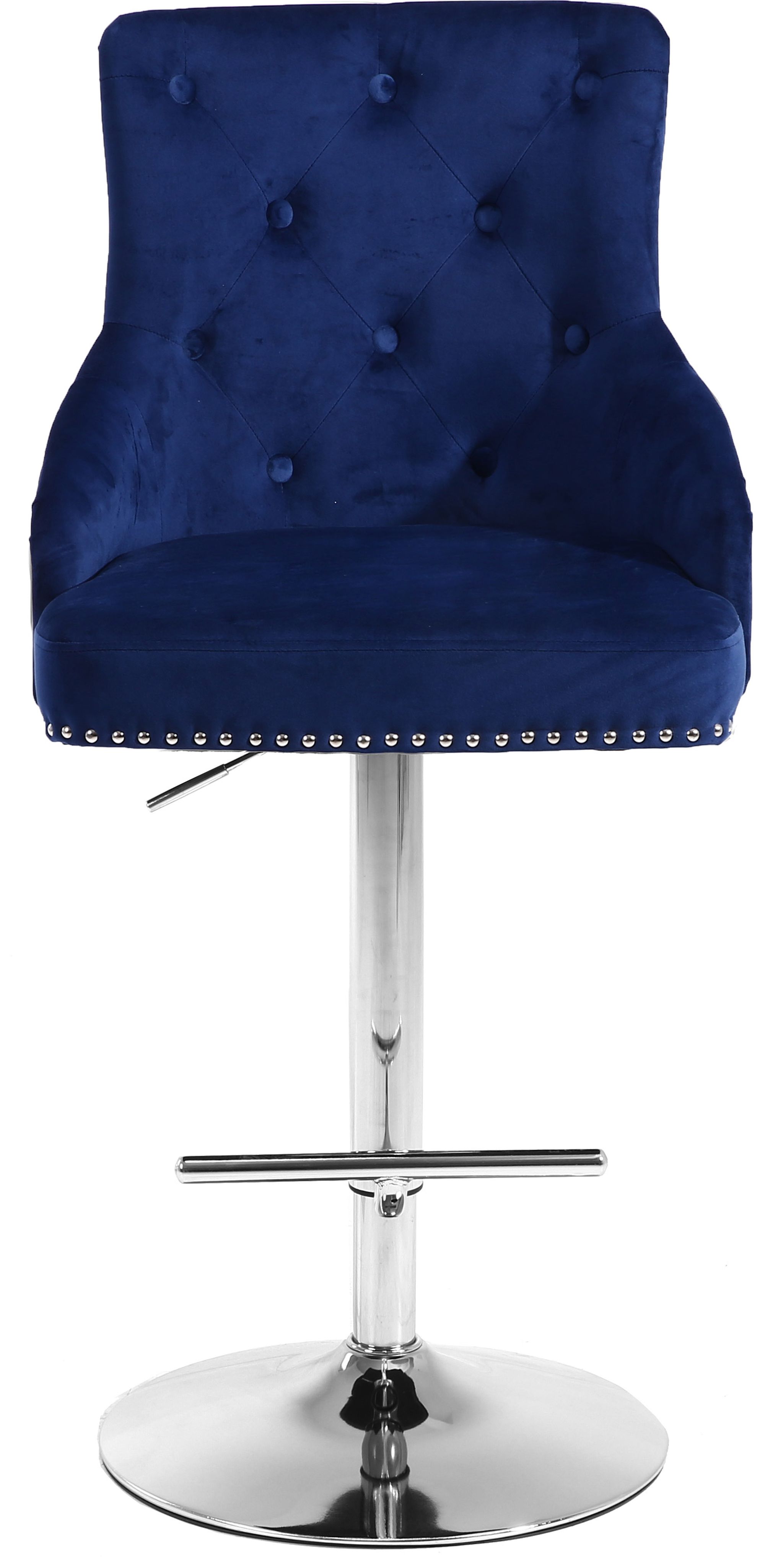 Claude Velvet Adjustable Stool with Chrome Base