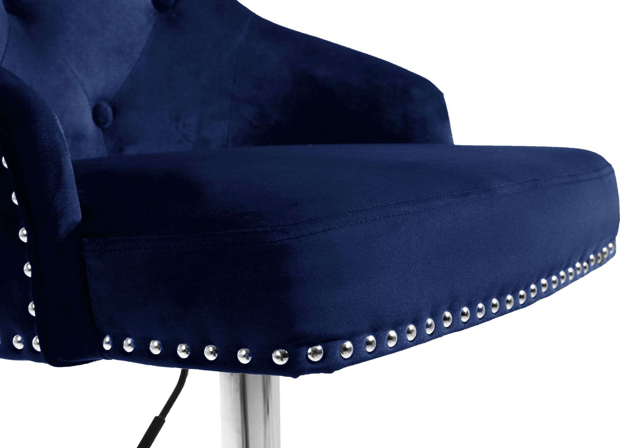 Claude Velvet Adjustable Stool with Chrome Base