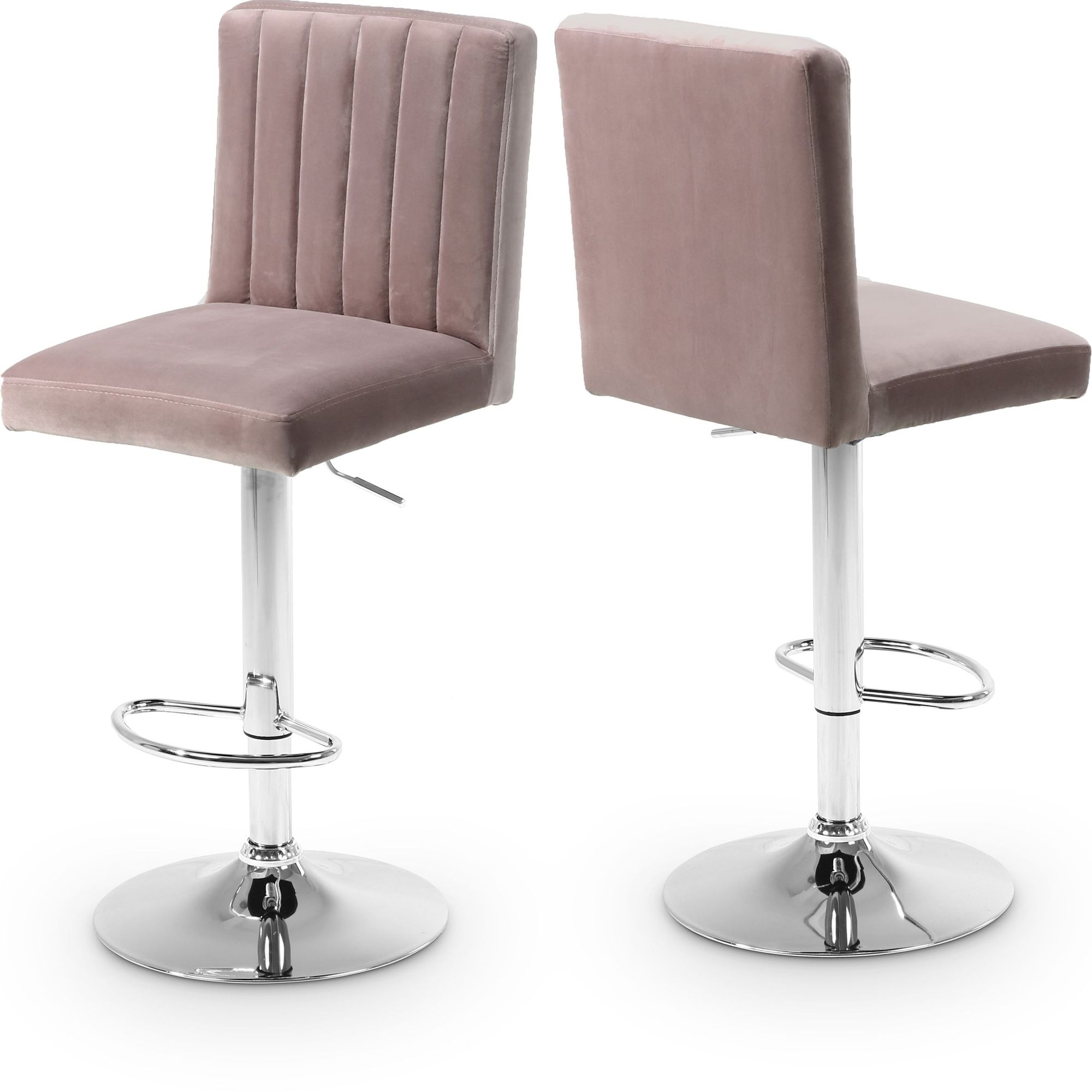 Joel Velvet Adjustable Stool with Chrome Base