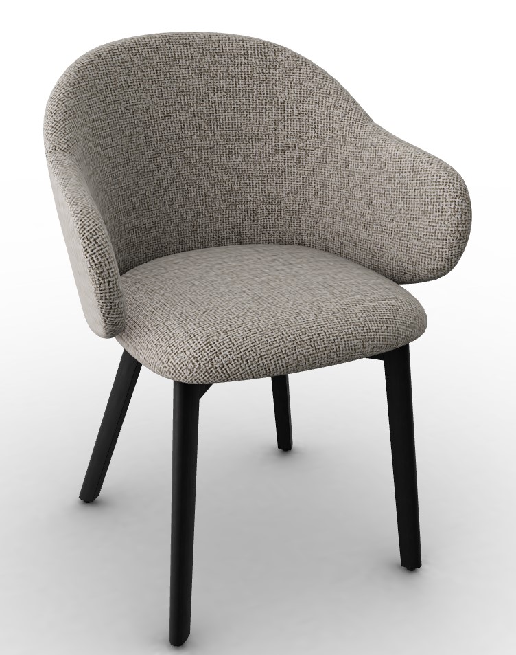 Holly Fab Bouclé Fabric/Wood Dining Armchair