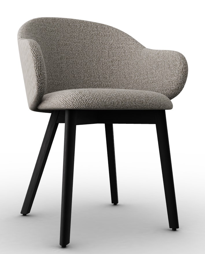 Holly Fab Bouclé Fabric/Wood Dining Armchair