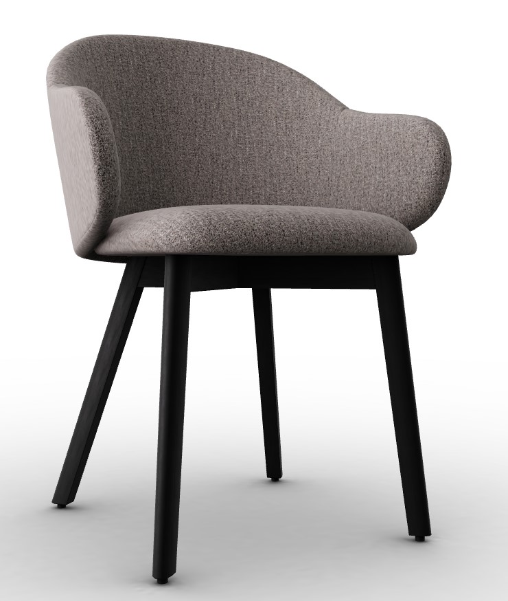 Holly Fab Bouclé Fabric/Wood Dining Armchair