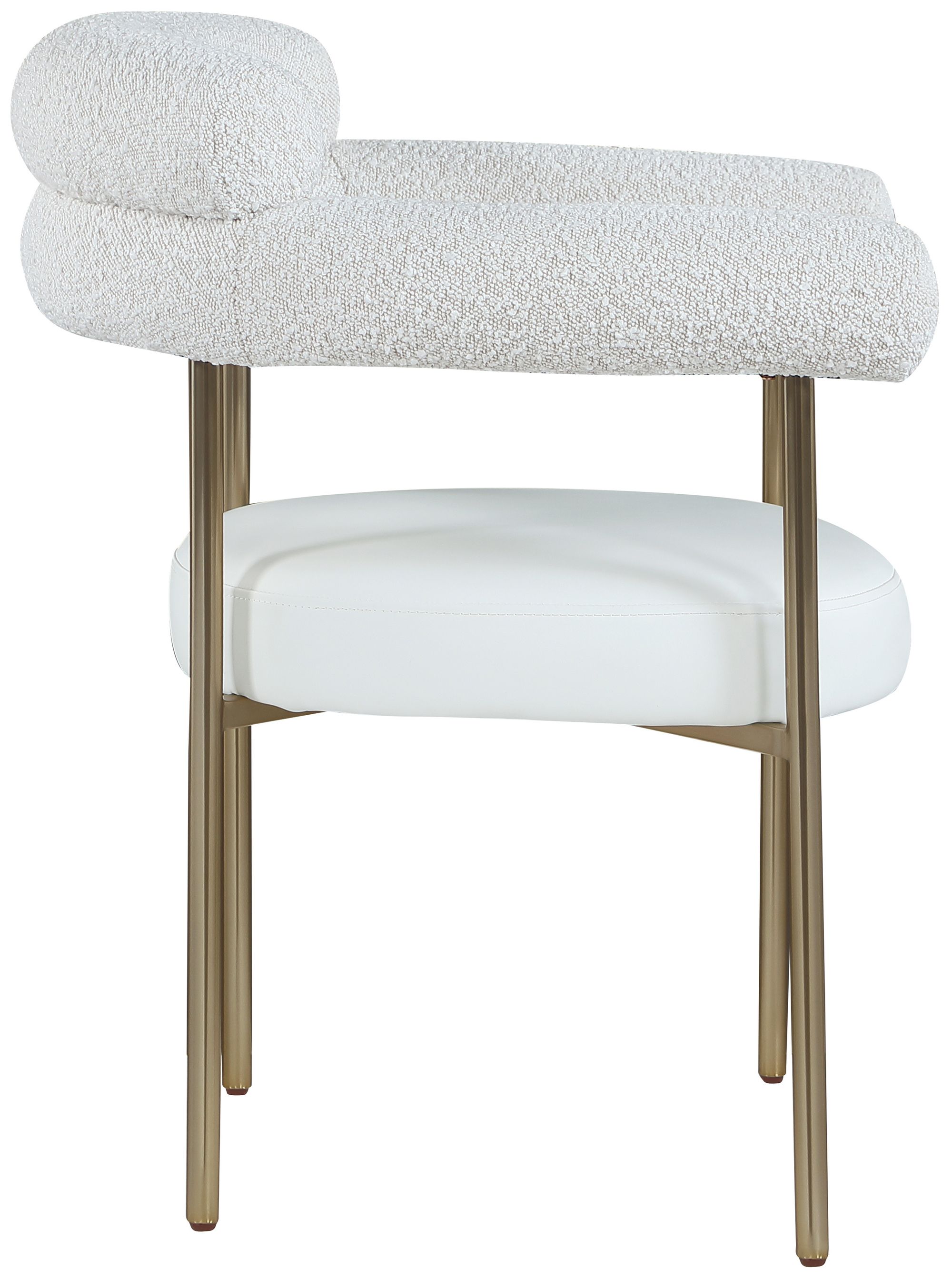 Blake Boucle Fabric & Faux Leather Dining Chair with Brushed Brass Base