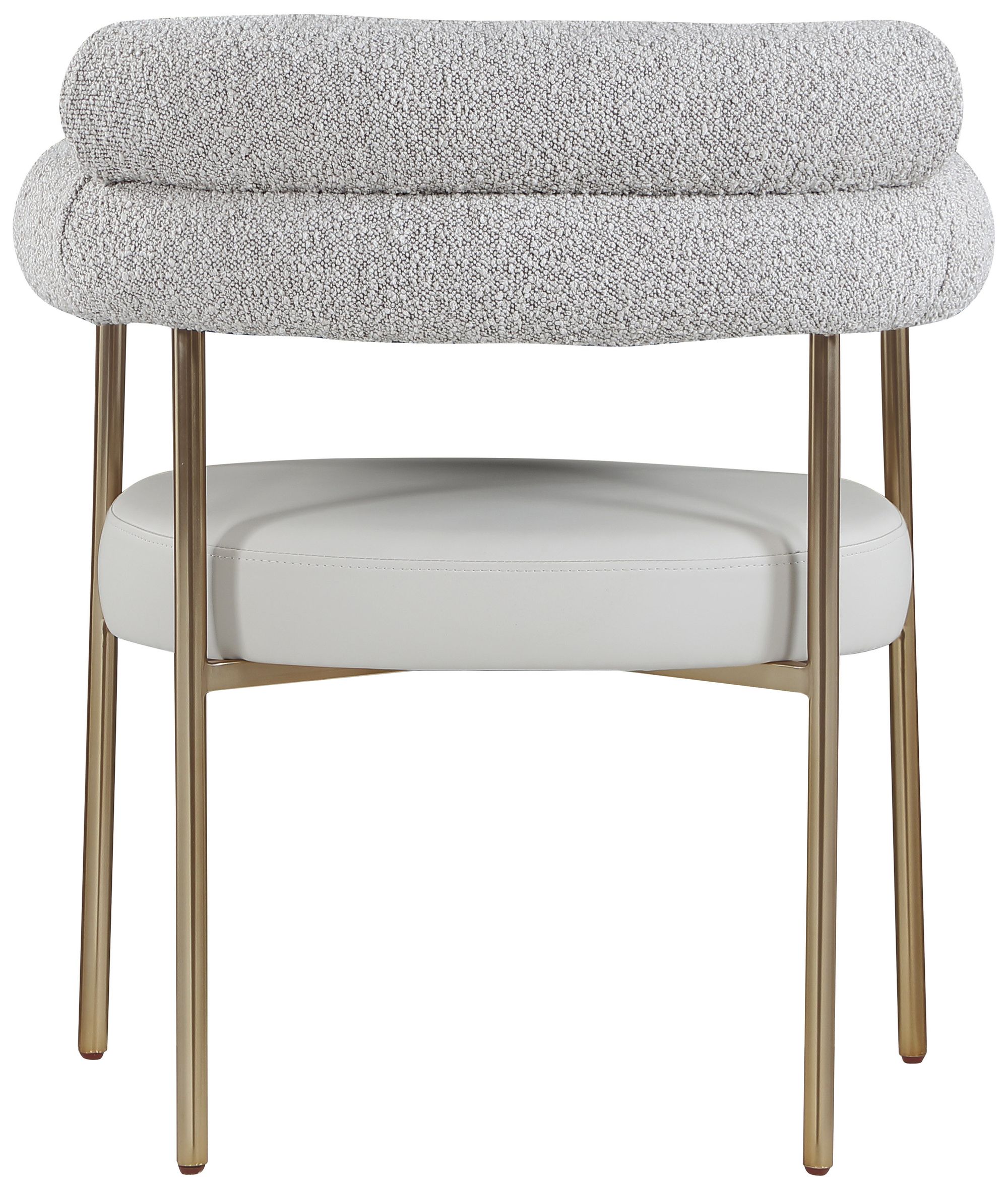 Blake Boucle Fabric & Faux Leather Dining Chair with Brushed Brass Base