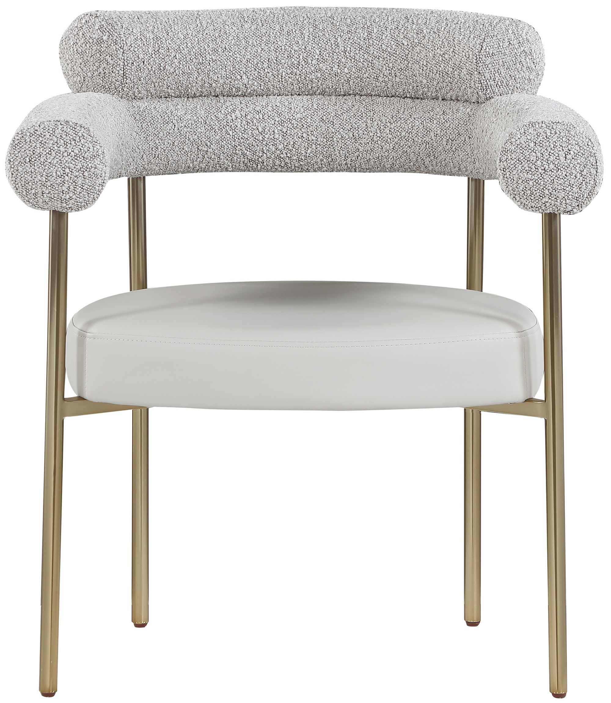 Blake Boucle Fabric & Faux Leather Dining Chair with Brushed Brass Base