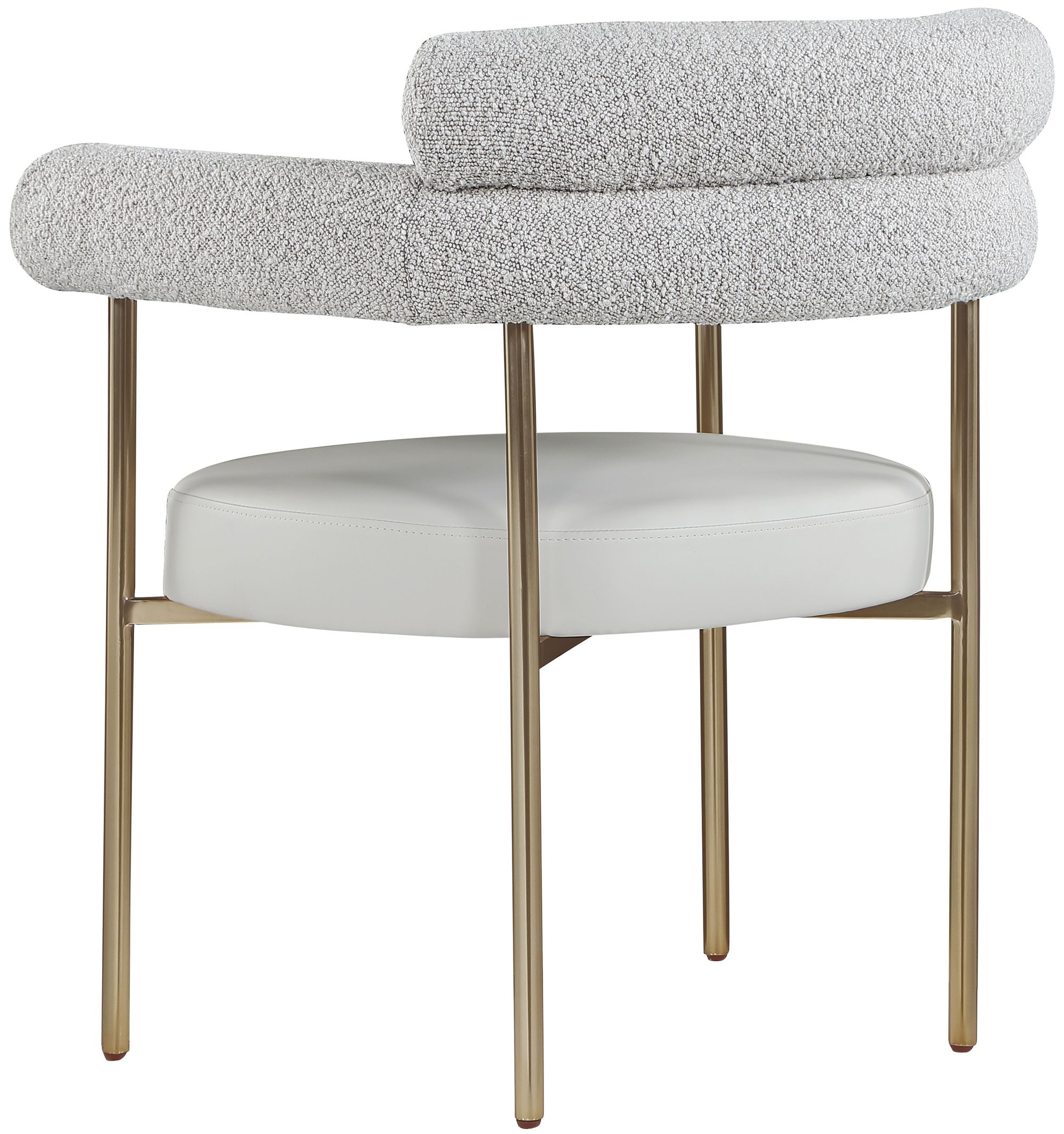 Blake Boucle Fabric & Faux Leather Dining Chair with Brushed Brass Base