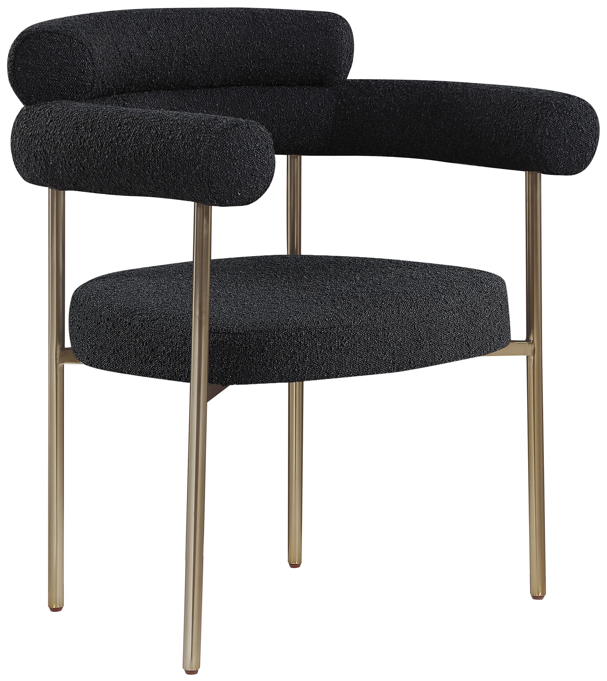 Blake Boucle Fabric Dining Chair with Brushed Brass Base